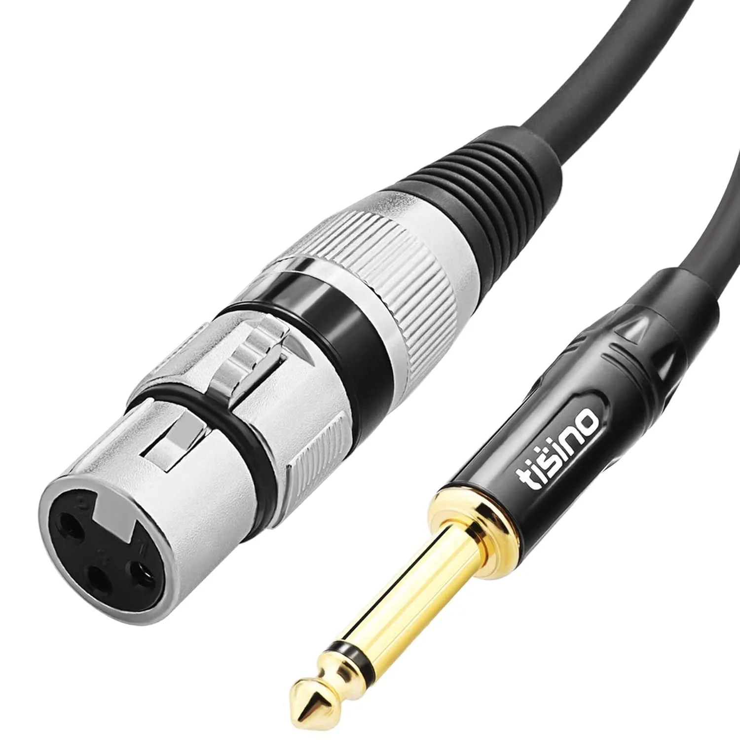 Tisino Female XLR to 1/4 (6.35mm) TS Mono Jack Unbalanced Microphone Cable Mic Cord for Dynamic Microphone - 25 FT/8 Meters 25 feet