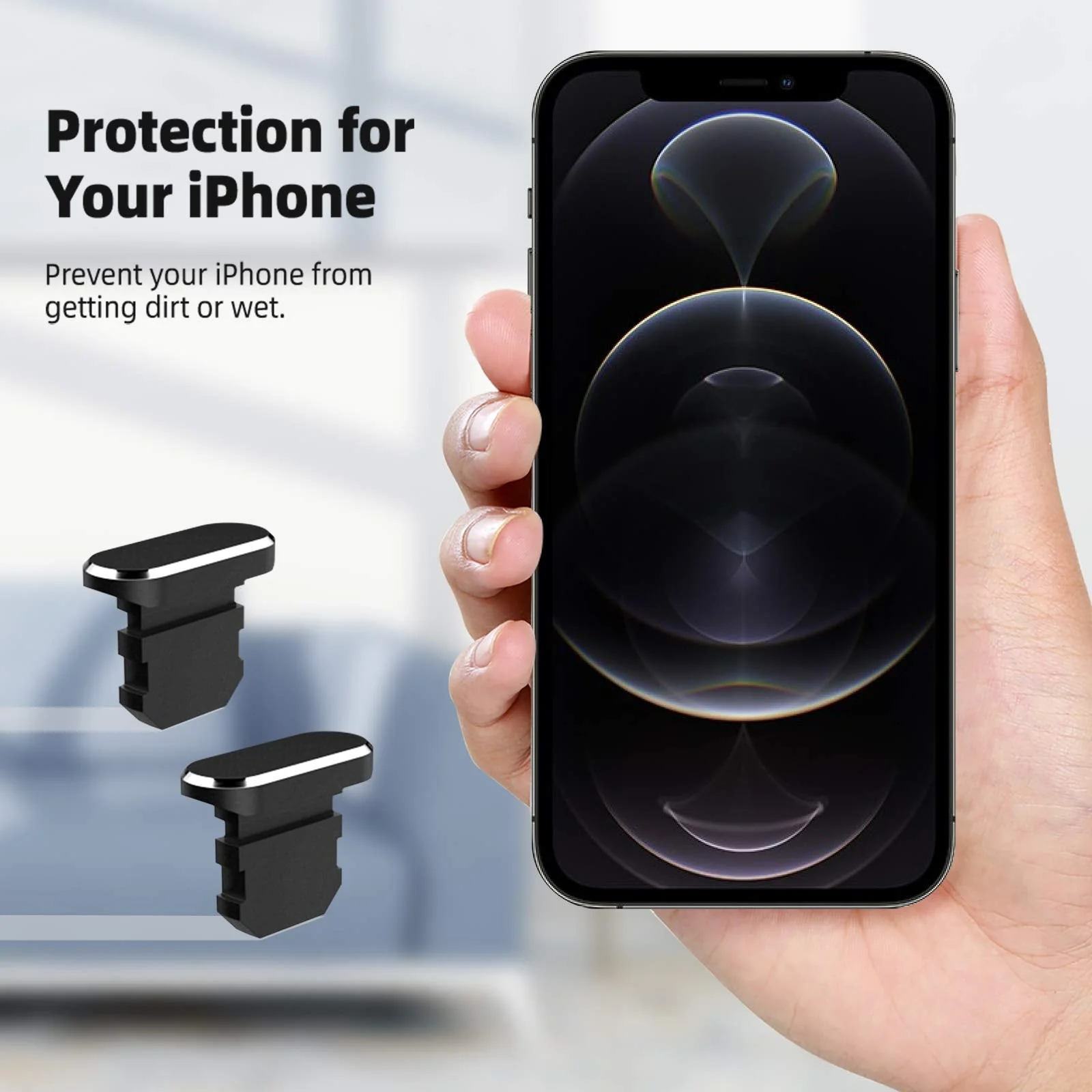 TITACUTE 2 Pack Anti Dust Plugs for iPhone 14 Pro Max 13 11 12 Mini Dust Cover 8 Pin Dust Plug + Mini Storage Box iPhone Charging Port Plugs for iPhone Xs XR X 8 7 Plus SE AirPods iPad Mini Air Black - Image 5