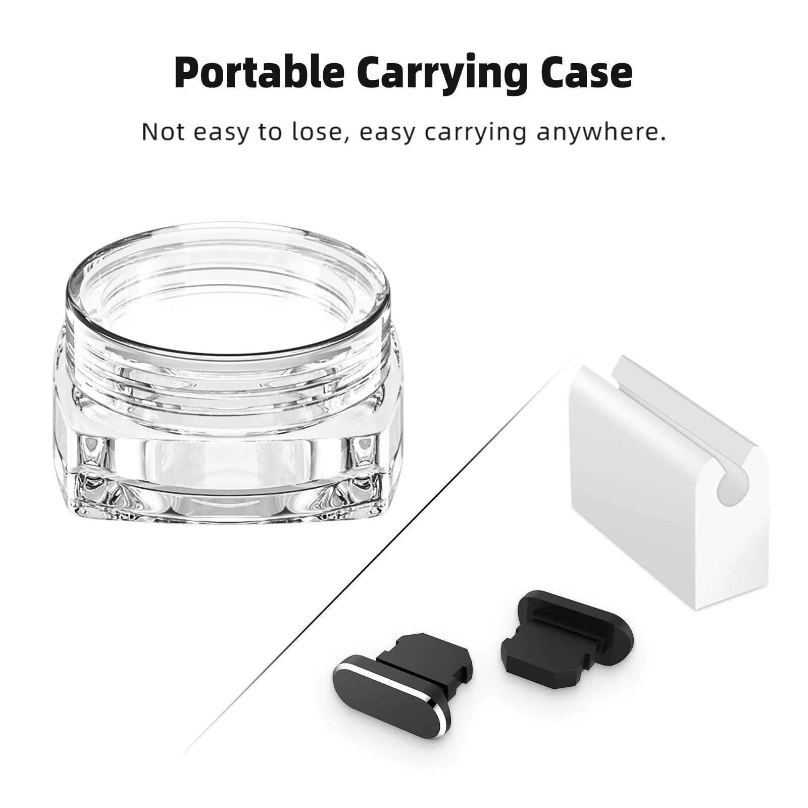 TITACUTE 2 Pack Anti Dust Plugs for iPhone 14 Pro Max 13 11 12 Mini Dust Cover 8 Pin Dust Plug + Mini Storage Box iPhone Charging Port Plugs for iPhone Xs XR X 8 7 Plus SE AirPods iPad Mini Air Black - Image 6