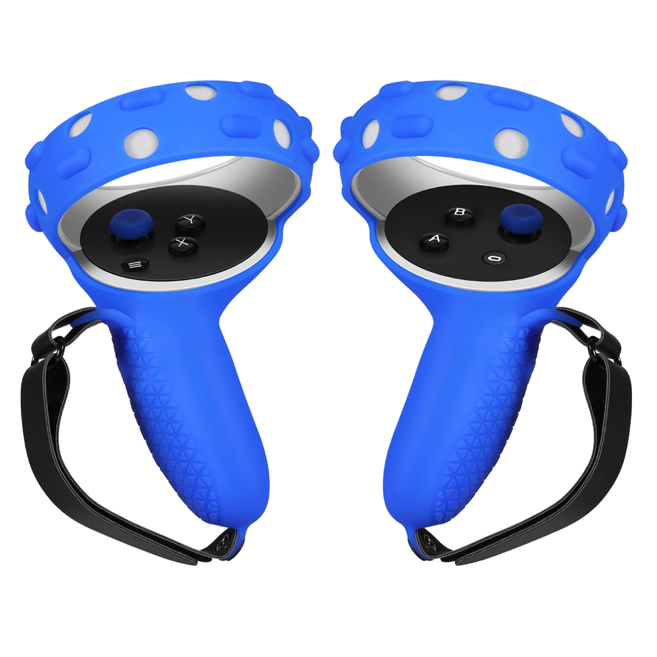 TNP Controller Grips for Oculus Quest 2 / Meta Quest 2 Knuckle Strap Black VR Touch Controller Hand Grip Cover Protector Sleeve with Anti-Throw Adjustable Straps Blue