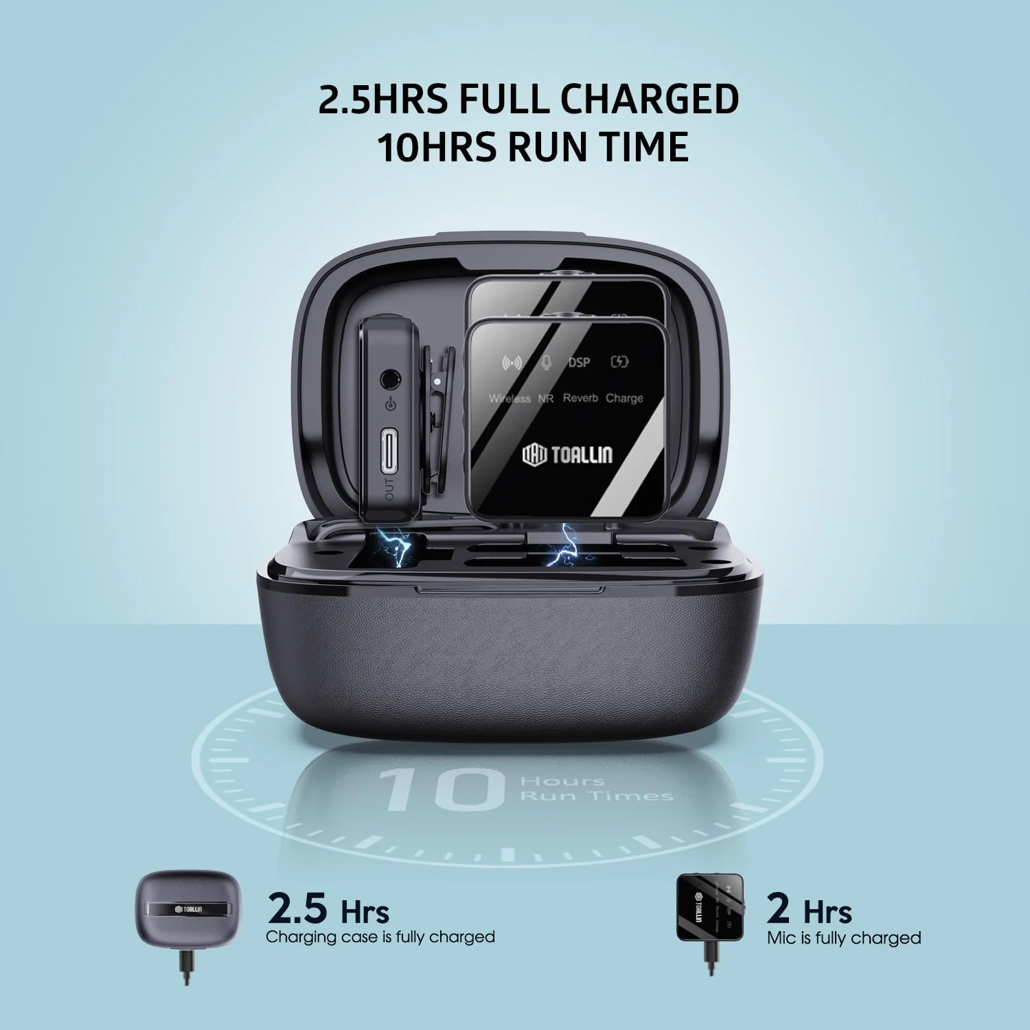 TOALLIN TM7 Wireless Lavalier Microphone with Charging Case, Dual Channel Wireless Lapel Mic with Noise-Cancellation for Smartphones & Cameras, Lavalier Mic for Vlogging, Interview and Recording - Image 5