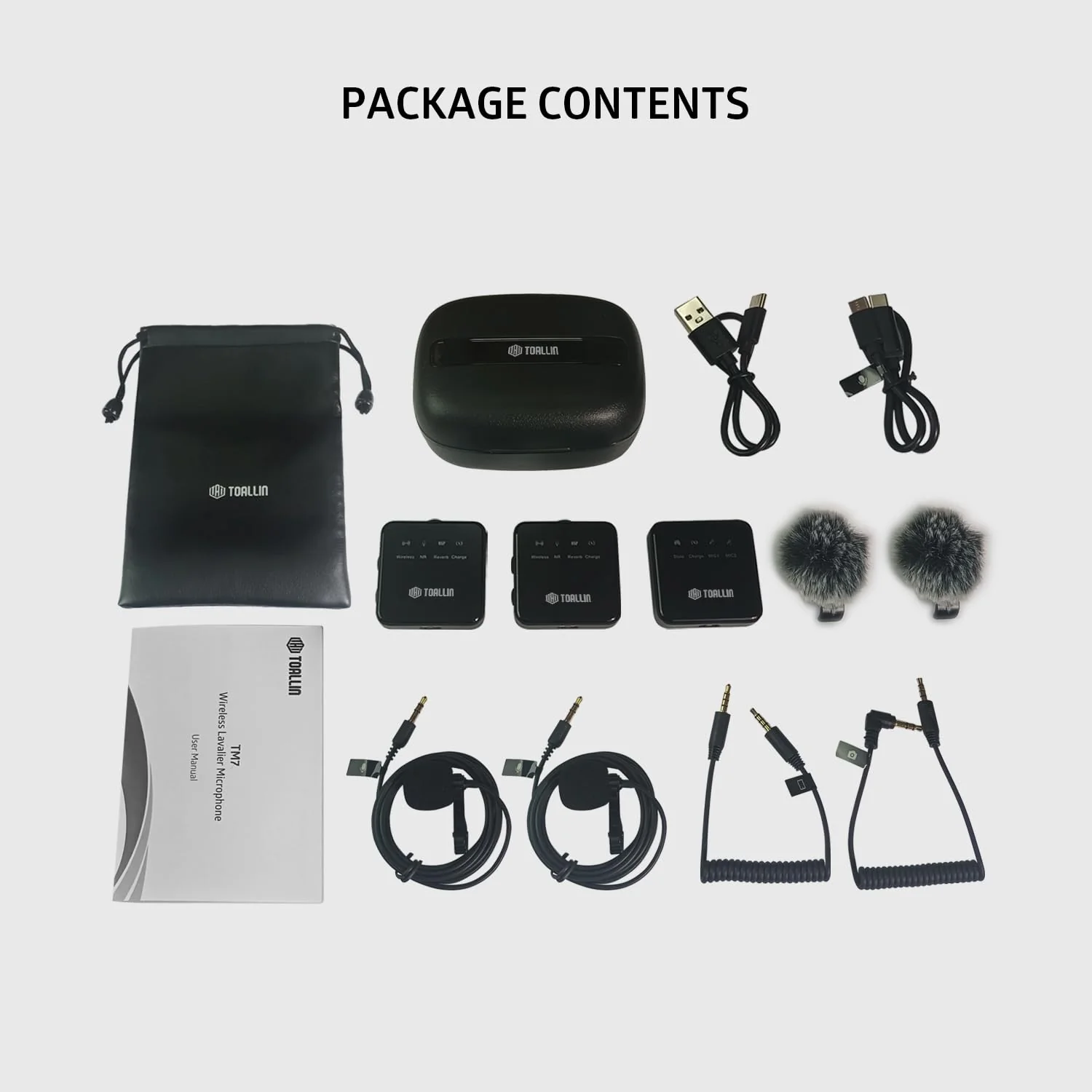 TOALLIN TM7 Wireless Lavalier Microphone with Charging Case, Dual Channel Wireless Lapel Mic with Noise-Cancellation for Smartphones & Cameras, Lavalier Mic for Vlogging, Interview and Recording - Image 7