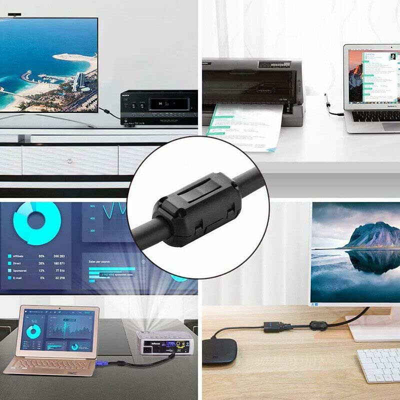 TOJOIN 10PCS Ferrite Bead Clip on Ferrite Core RFI EMI Noise Suppressor Ferrite Rings Cable Clip for Phone, TV, Speaker, USB Radio, Audio Equipment 9mm Inner Diameter Black 9mm-10pcs - Image 5