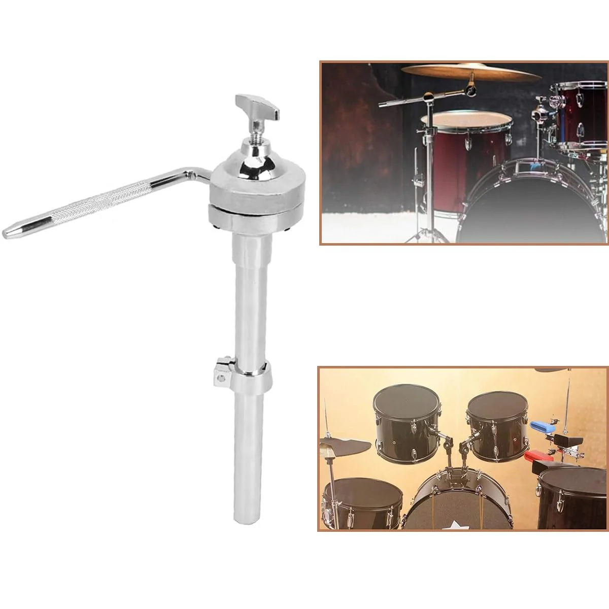 Tom Drum Mount Bracket Single Tom Holder Stand for Jazz Drum Set, L-Rod Long Tom Arm Ball Clamp Mount Tom Drum Holder Drum Arm Stand Rack Mount Percussion Drum Set Hardware - Image 4