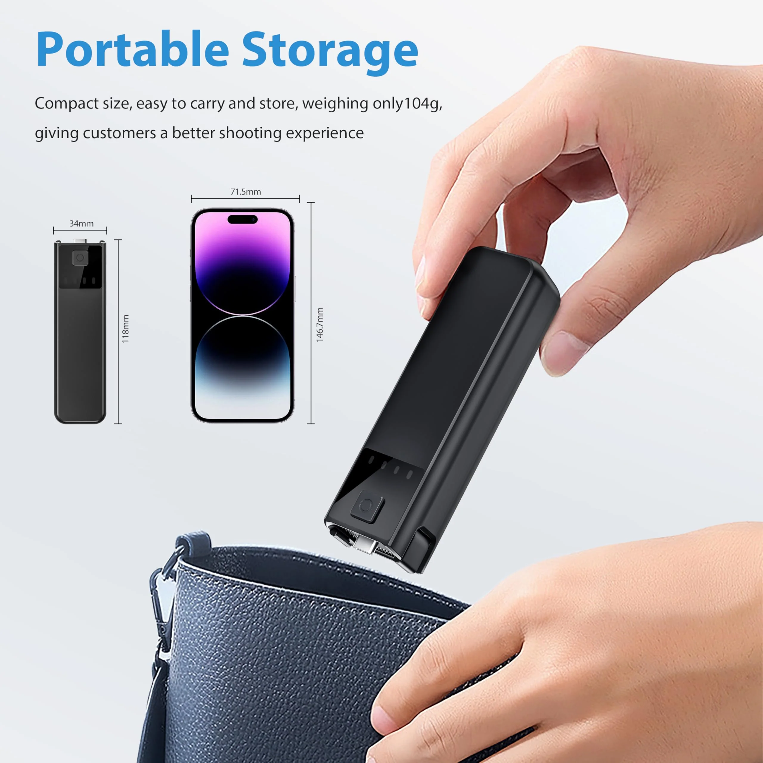 Tomat Osmo Pocket 3 Battery Handle Compatible for DJI Osmo Pocket 3 Creator Combo Accessories, Built in 4000mAh Extra Battery 22.5W Fast Charging, Reserved 1/4 Thread - Image 6