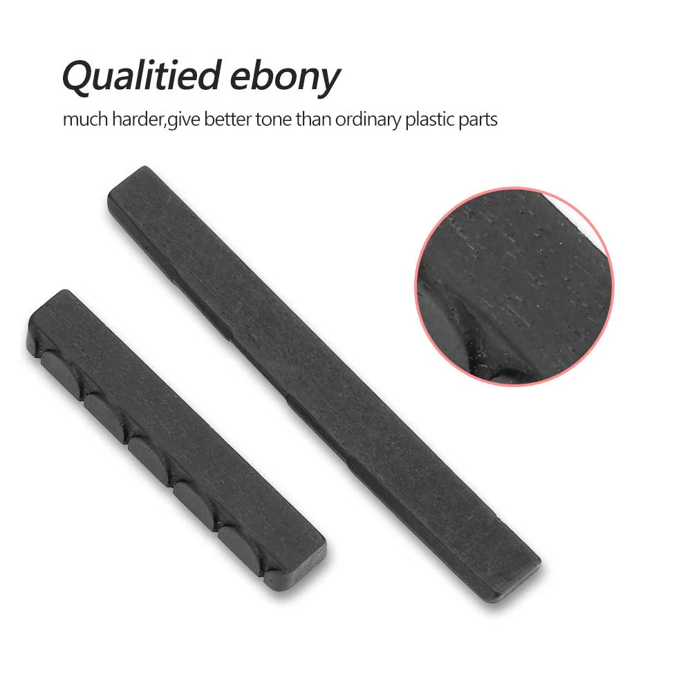 Tomotato 2 Pcs Guitar Nut Ebony Nut and Saddle Black Guitar Bridge Saddle for Classical Guitar Parts Replacement - Image 5