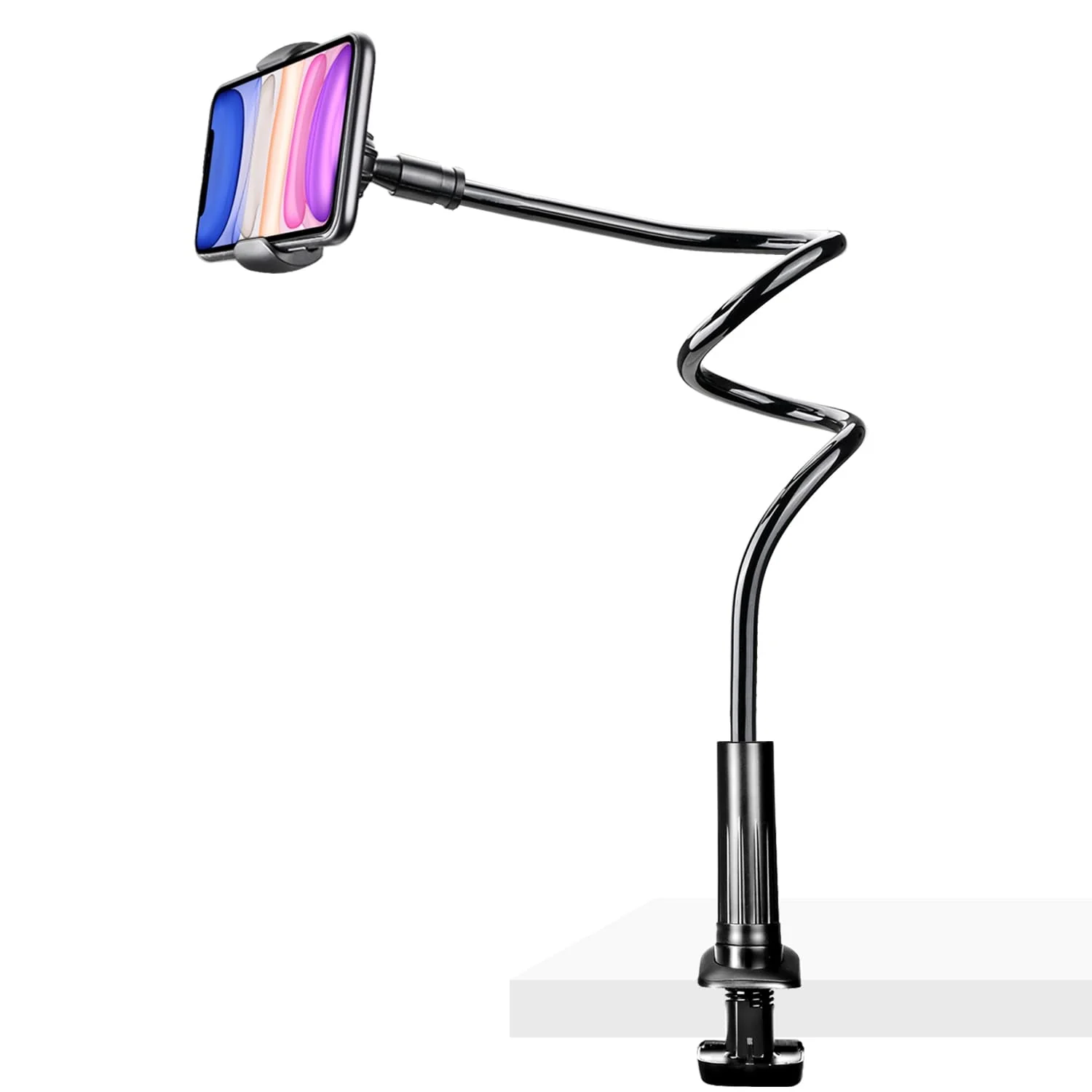 TONDA Phone Holder for Bed Desk, Gooseneck Phone Holder Stand with 33 inch Adjustable Flexible Long Arm Clip Clamp Bracket Mount for iPhone 15 Pro Max XR X 8 7 6 or Other 4-7" Devices