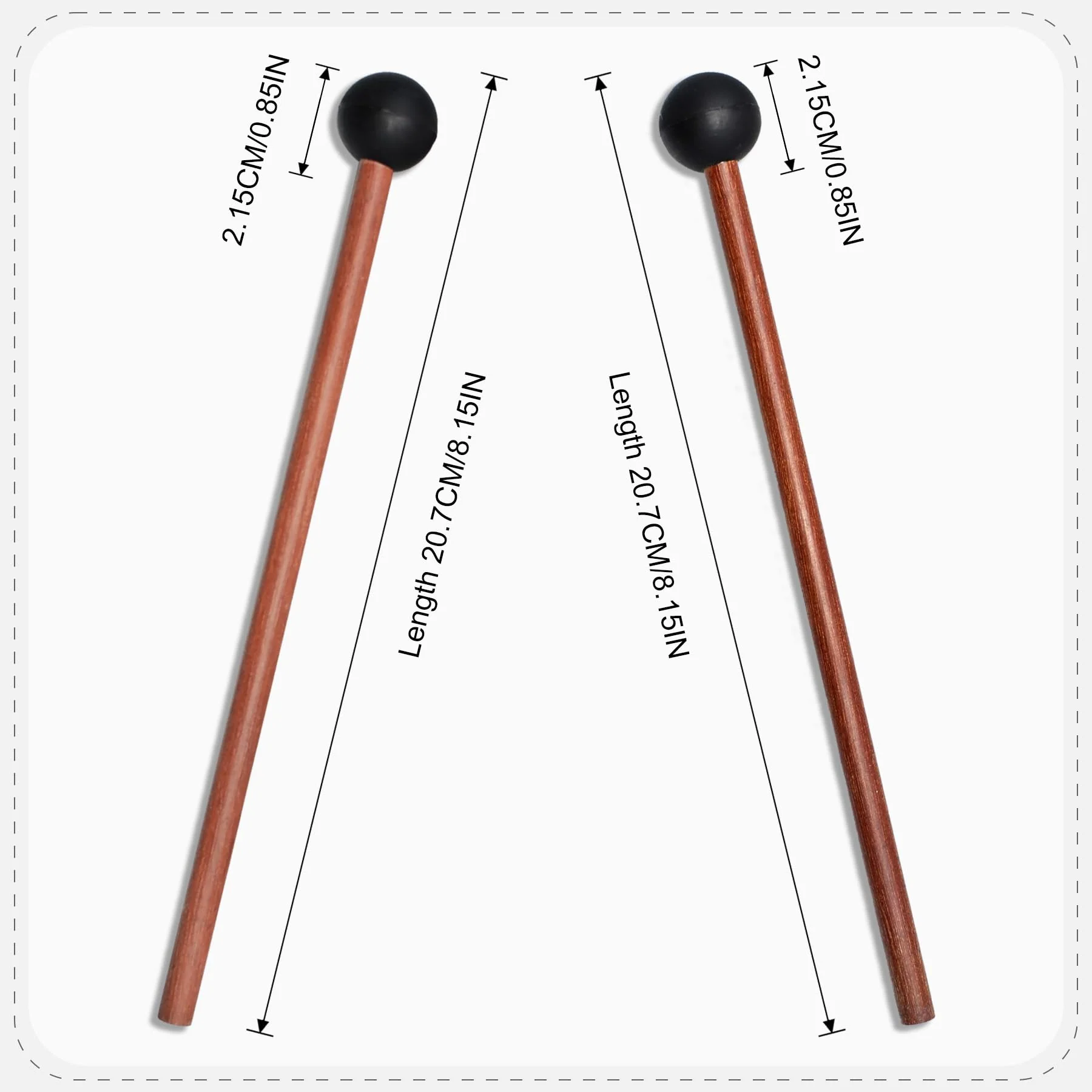 Tongue Drum Mallets, Bell Mallets Glockenspiel Sticks, Rubber Xylophone Mallet Percussion with Wood Handle, 8.3", Black - Image 3