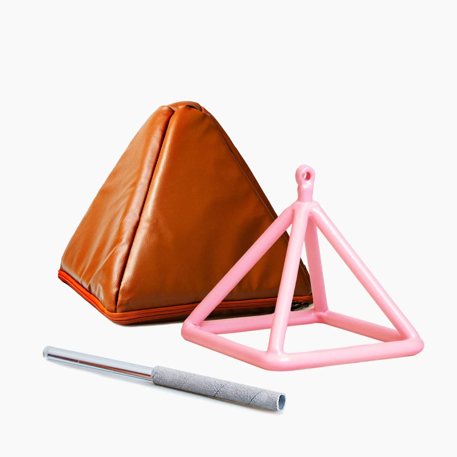 TOPFUND 5" Pink Crystal Singing Pyramid Sound Therapy Instrument with Carrying Case and Quartz Suede Mallet 5 inch Pink Singing Pyramid