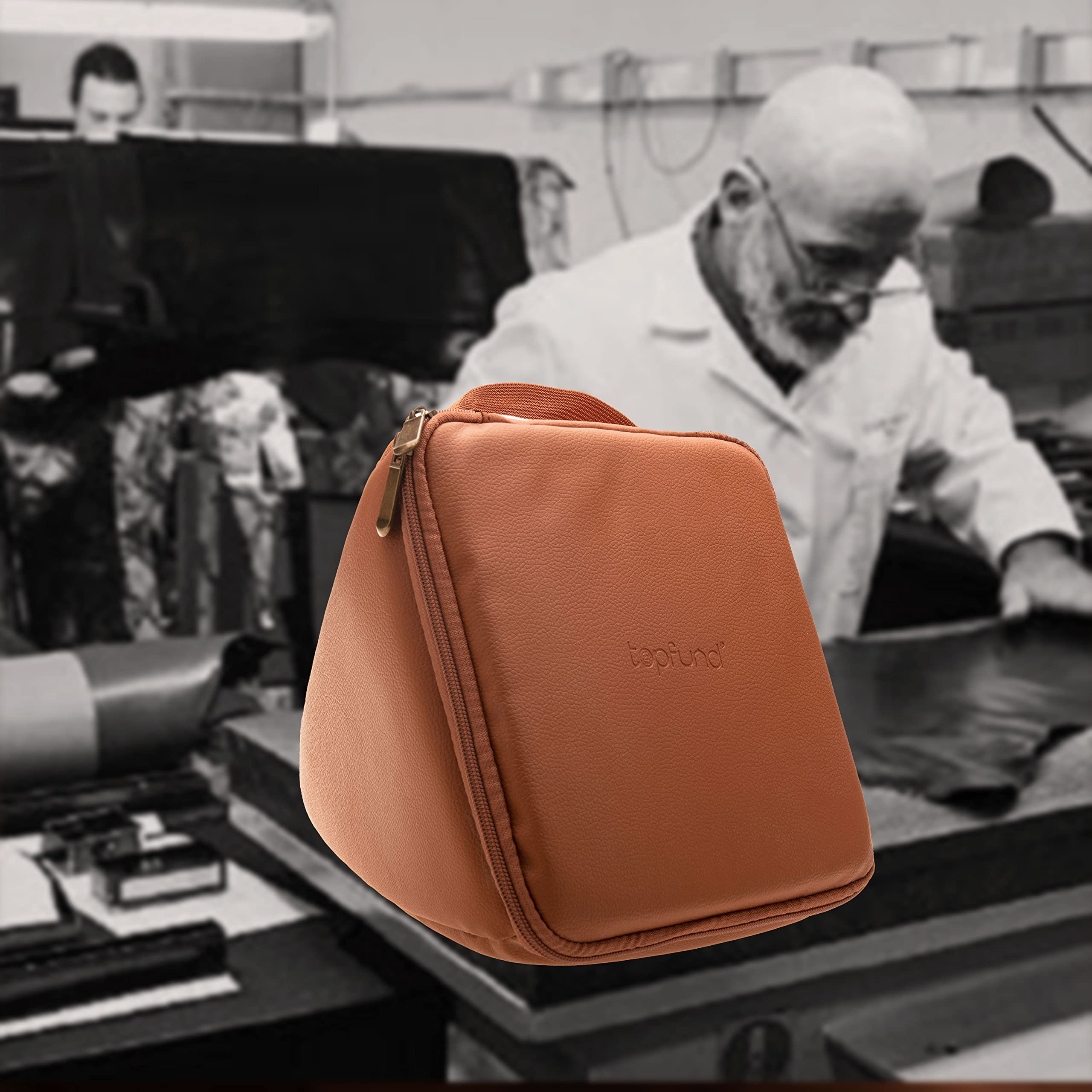 TOPFUND Artificial Leather Carrying Case for Packing Crystal Singing Pyramid 6 inch 6" Artificial Leather Carrying Case - Image 3