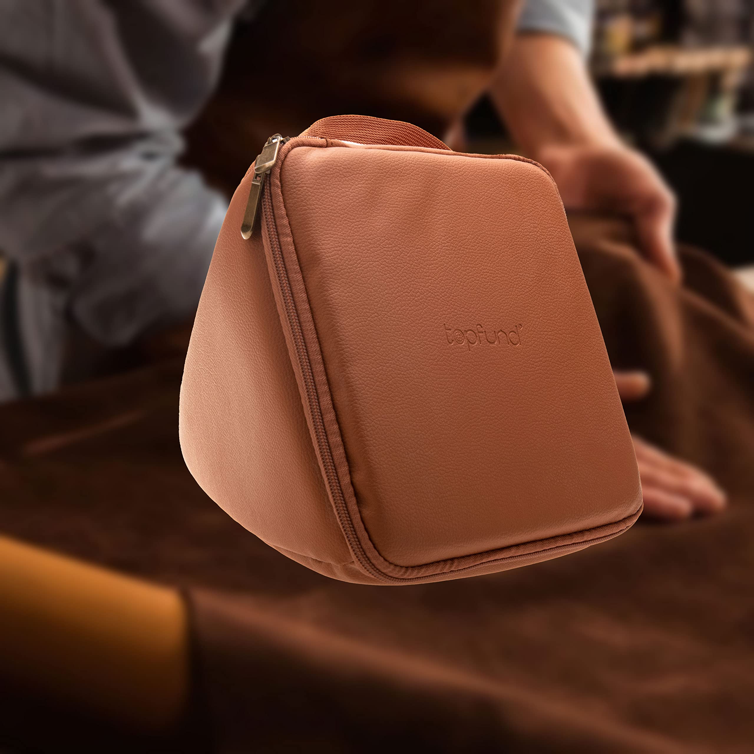 TOPFUND Artificial Leather Carrying Case for Packing Crystal Singing Pyramid 6 inch 6" Artificial Leather Carrying Case - Image 4