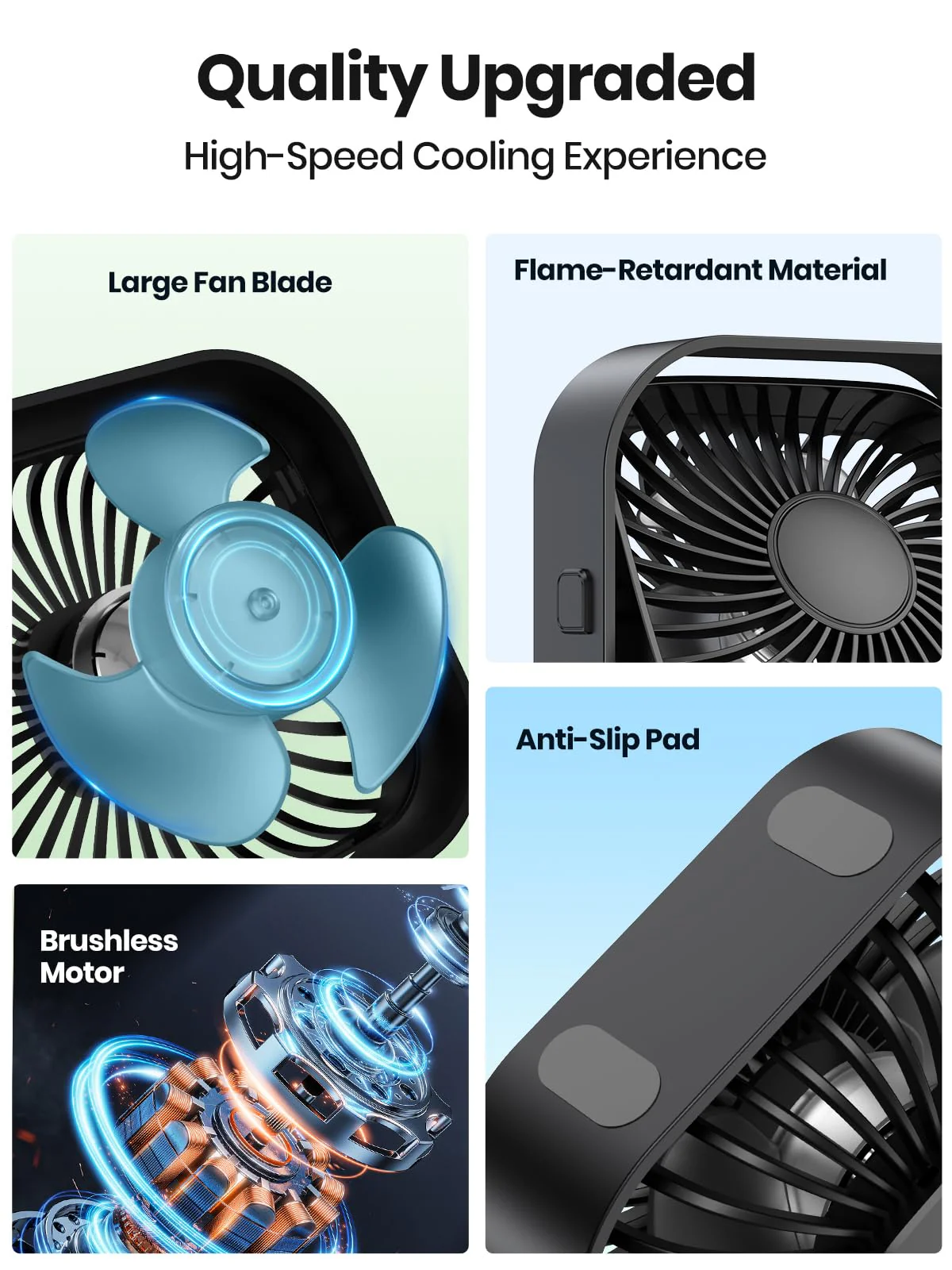 TOPK USB Desk Fan 2Pack Mini Personal Fan Portable, Strong Airflow & Quiet Operation, USB Powered, Three-Speed Wind Small USB Fan for Desk, 360° Rotatable Head for Home Office Table and Desktop Black - Image 3