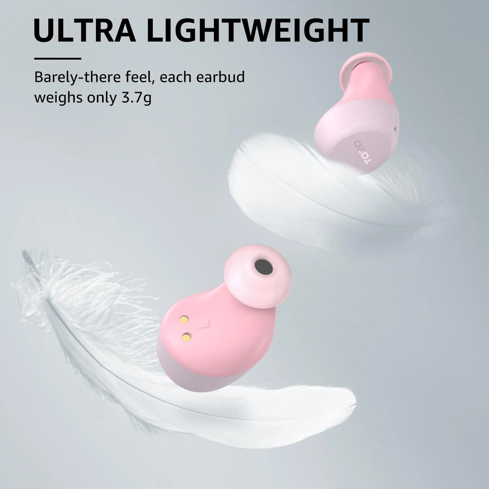 TOZO A1 Mini Bluetooth 5.3 Wireless Earbuds with Charging Case - IPX5 Waterproof, Premium Sound, Built-in Mic Rose Gold - Image 6