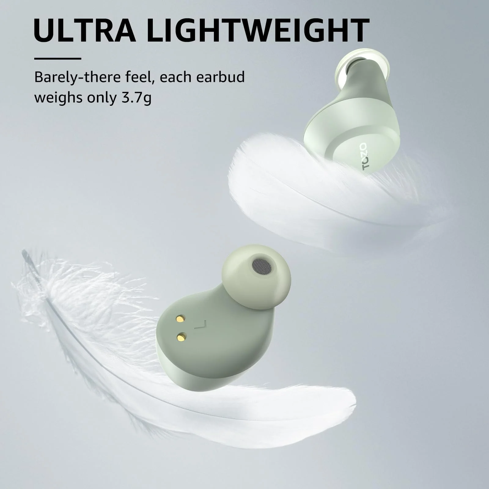 TOZO A1 Mini Wireless Earbuds Bluetooth 5.3 in Ear Light-Weight Headphones Built-in Microphone, IPX5 Waterproof, Immersive Premium Sound Long Distance Connection Headset with Charging Case, Green - Image 3