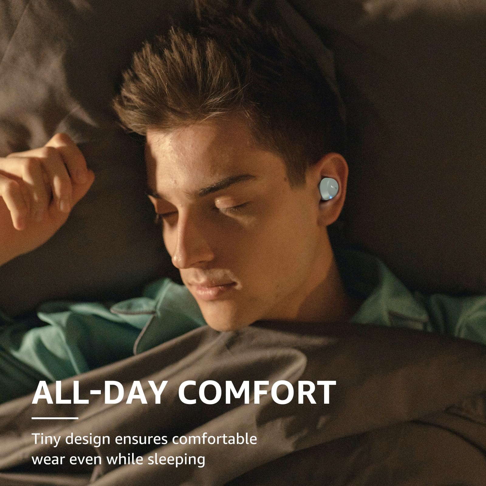 TOZO A1 Mini Wireless Earbuds Bluetooth 5.3 in Ear Light-Weight Headphones Built-in Microphone, IPX5 Waterproof, Immersive Premium Sound Long Distance Connection Headset with Charging Case, Green - Image 7