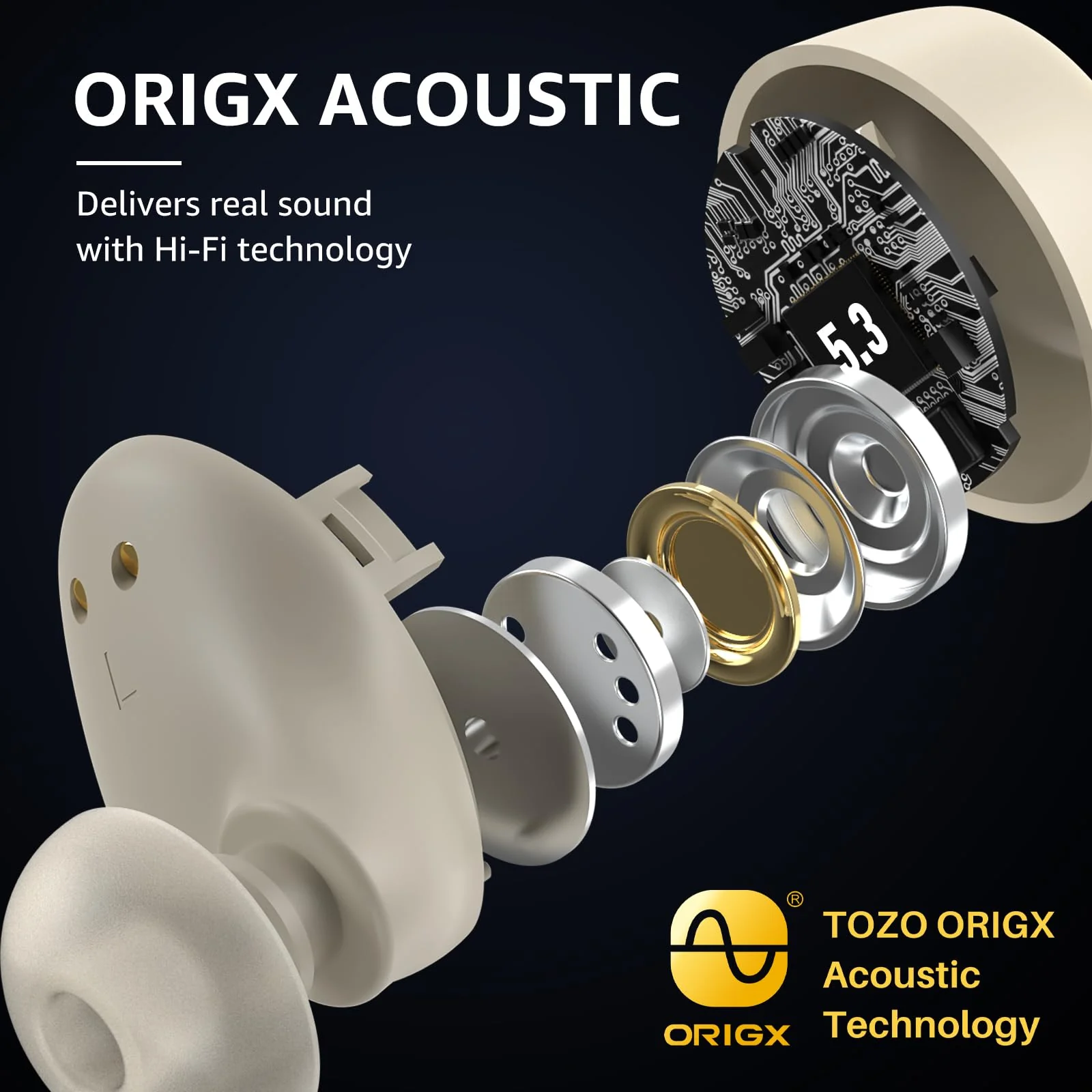 TOZO A1 Mini Wireless Earbuds Bluetooth 5.3 in Ear Light-Weight Headphones Built-in Microphone, IPX5 Waterproof, Immersive Premium Sound Long Distance Connection Headset with Charging Case, Khaki - Image 7