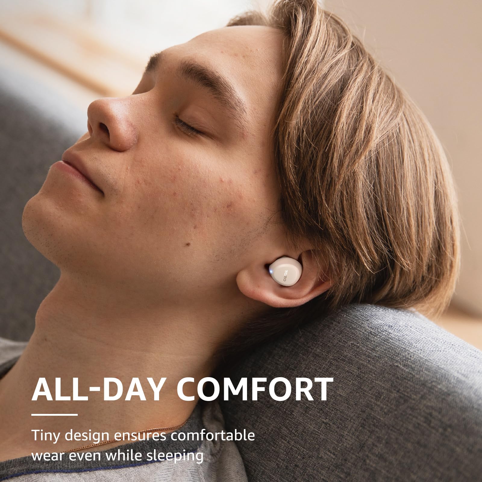 TOZO A1 Mini Wireless Earbuds Bluetooth 5.3 in Ear Light-Weight Headphones Built-in Microphone, IPX5 Waterproof, Immersive Premium Sound Long Distance Connection Headset with Charging Case, Khaki - Image 8