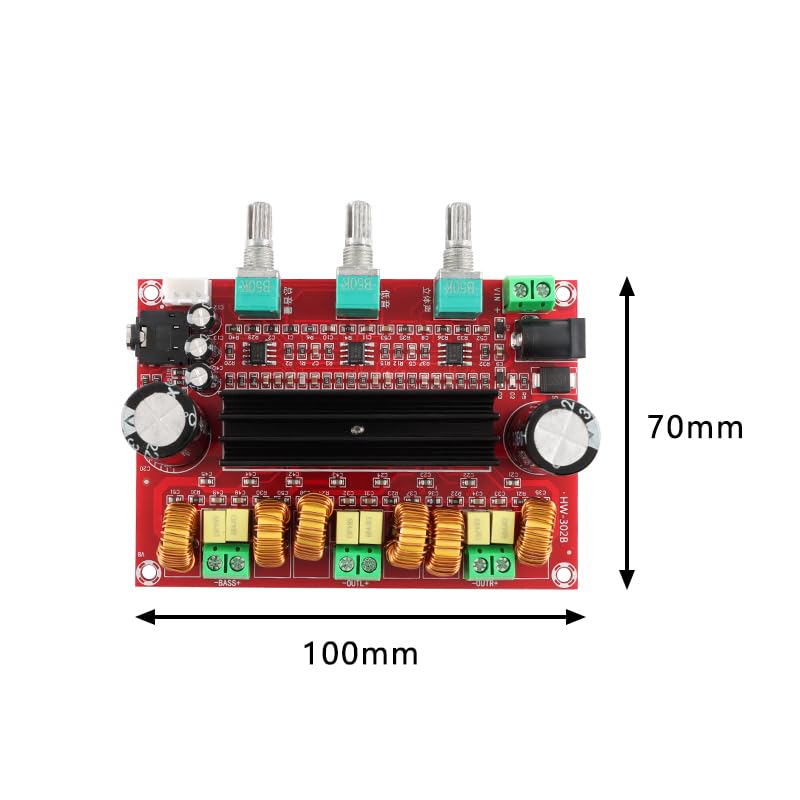 TPA3116D2 Amplifier Board HW-302 2x50W+100W 2.1 Channel Digital Power Audio Amplifier Board Speaker Stereo AMP Module Adjustment Power Amplifier DC 12-24V - Image 5