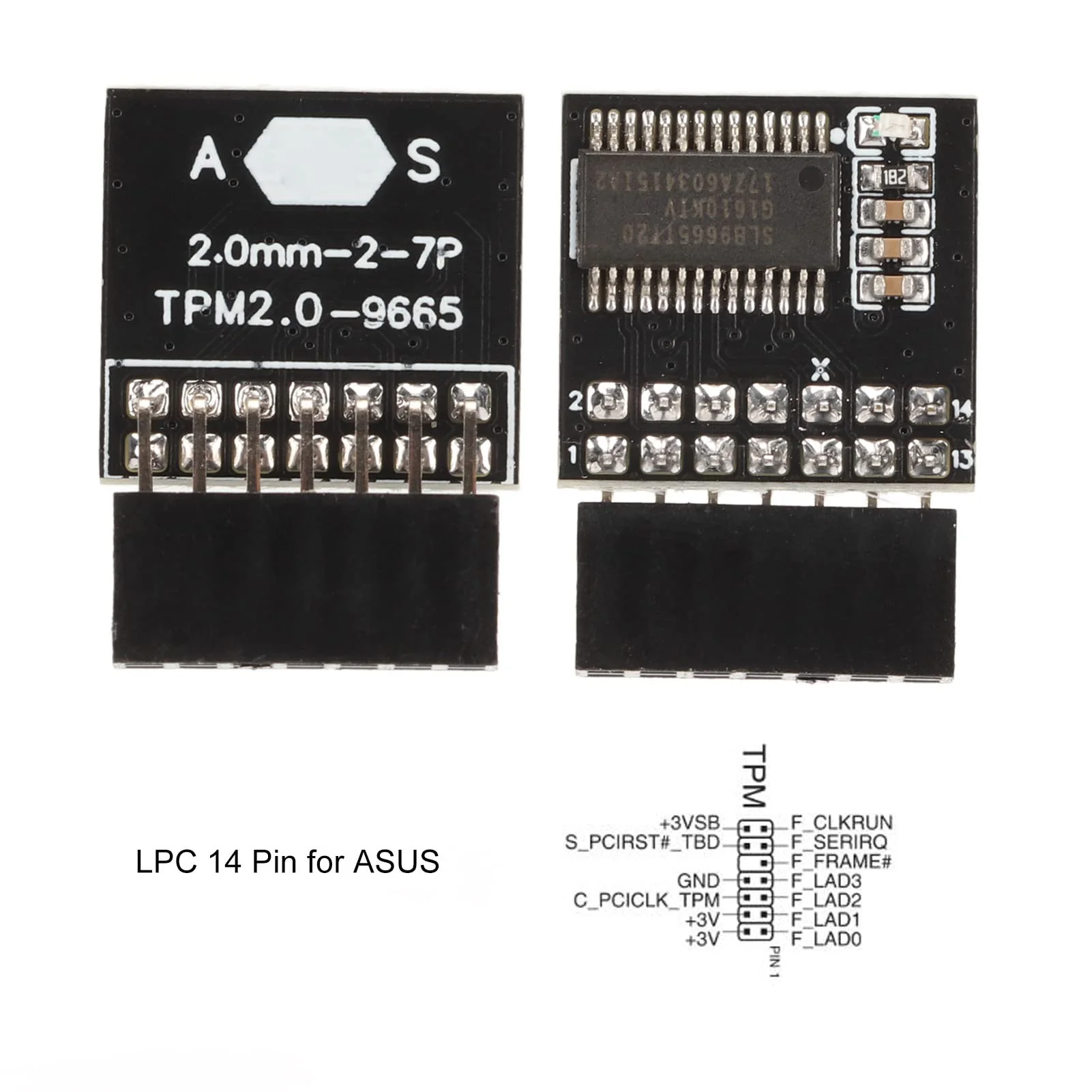 TPM 2.0 Module for ASUS for Win11 LPC 14-Pin TPM 2.0 Encrypted Board TPM 2.0 Module Chip 2.0mm Spacing 2x7P TPM 2.0 PCB Board for Computer Motherboard - Image 6