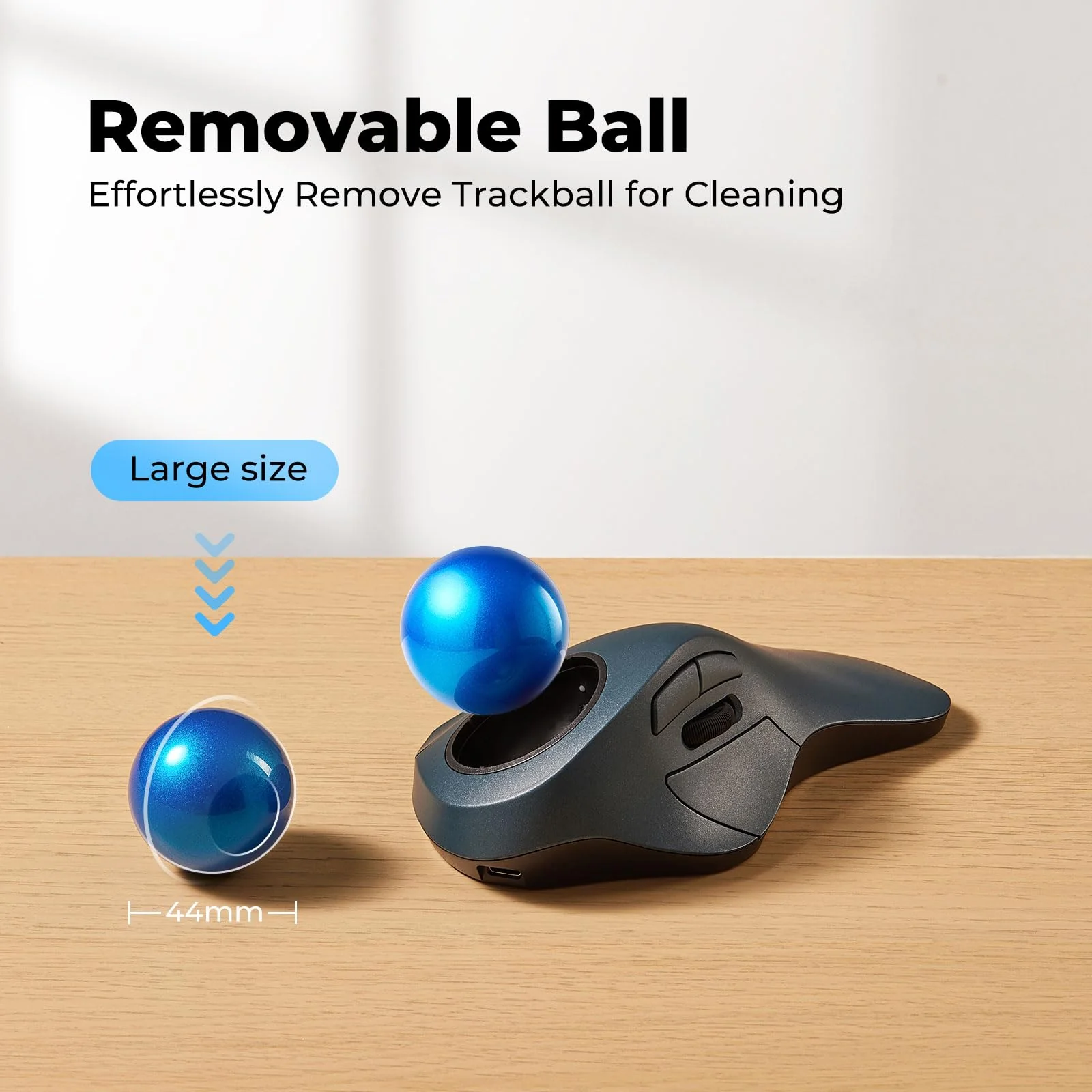 Trackball Mouse Wireless, Ergonomic Design with Comfort Wrist Support and Tracking, Reduce Wrist Strain, USB-C Rechargeable, Reliable Bluetooth or 2.4G Connection, Compatible for PC, Mac, Windows - Image 6