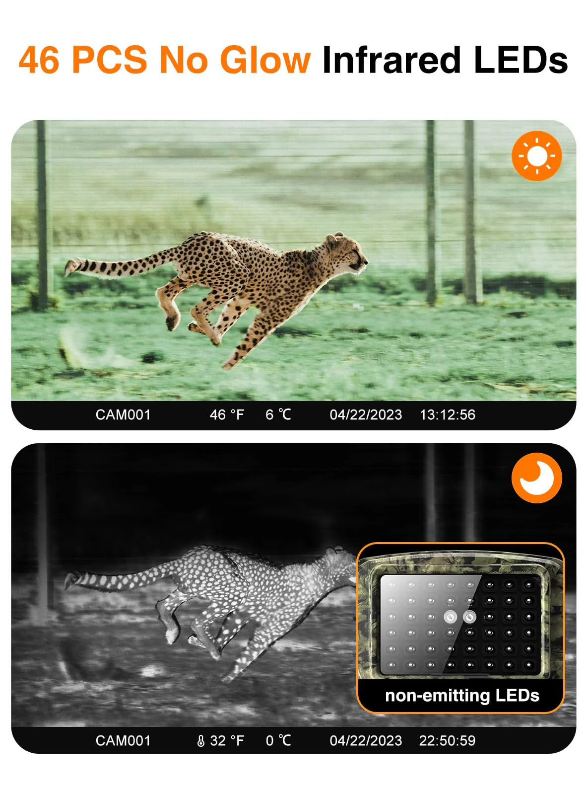 Trail Camera - 4K 48MP Game Camera with Night Vision, 0.05s Trigger Motion Activated Hunting Camera, IP66 Waterproof, 130 Wide-Angle with 46pcs No Glow Infrared Leds for Outdoor Wildlife Green - Image 4