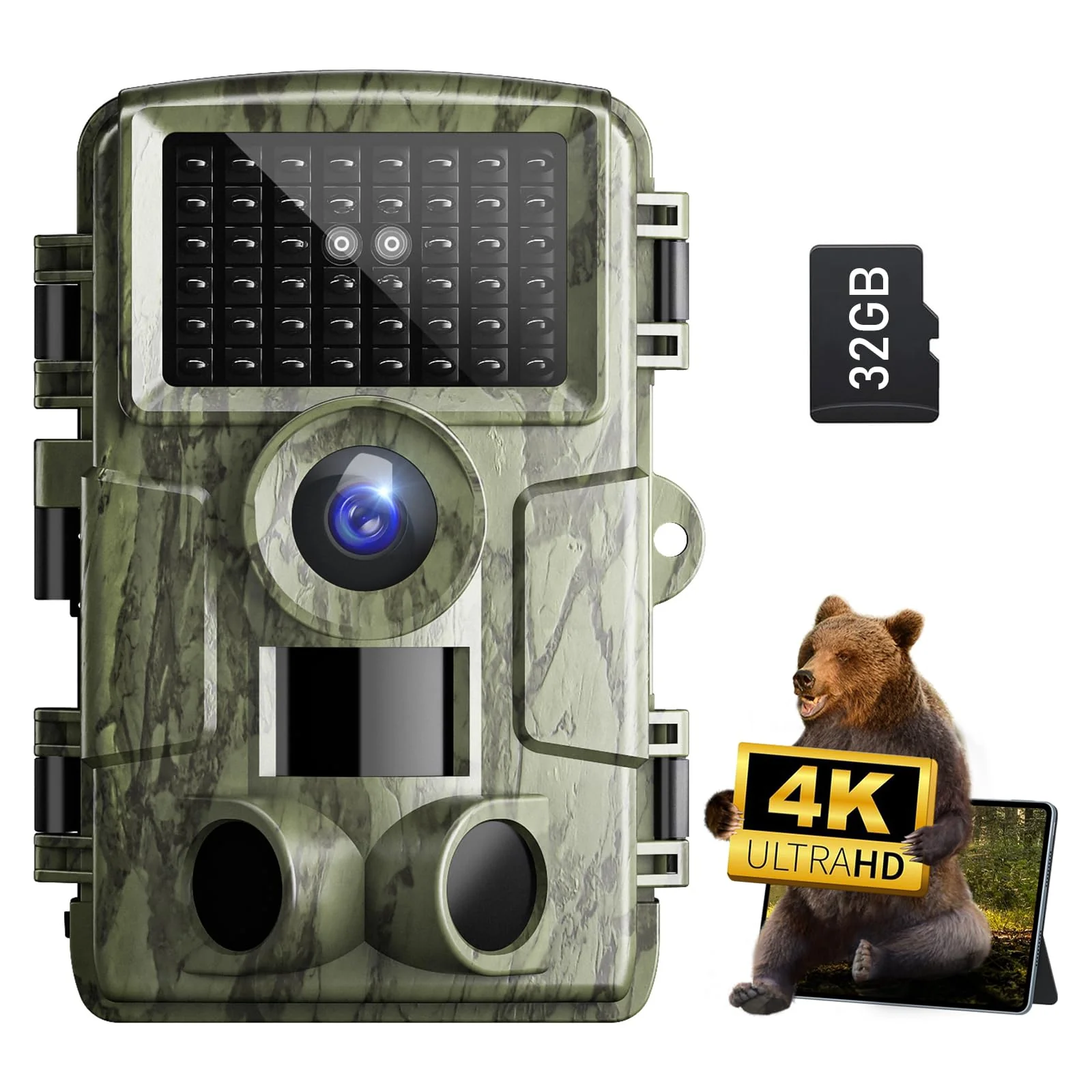 Trail Camera: with Night Vision 4K 48MP 130°Wide-Angle Game Camera,0.05s Trigger Motion Activated Hunting Camera ,98ft IR Sensing ,IP66 Waterproof,for Outdoor Wildlife Surveillance & Home Security