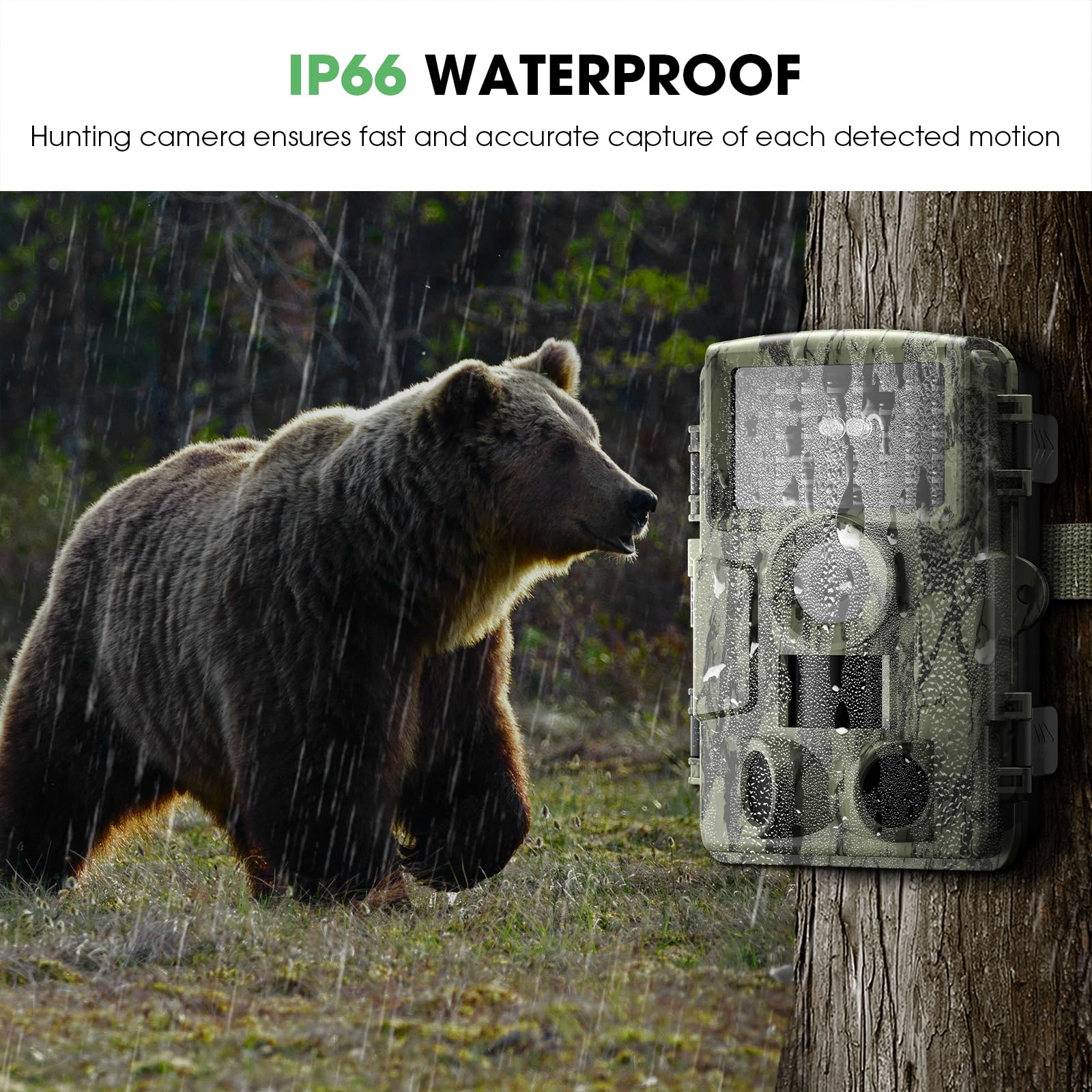 Trail Camera: with Night Vision 4K 48MP 130°Wide-Angle Game Camera,0.05s Trigger Motion Activated Hunting Camera ,98ft IR Sensing ,IP66 Waterproof,for Outdoor Wildlife Surveillance & Home Security - Image 4