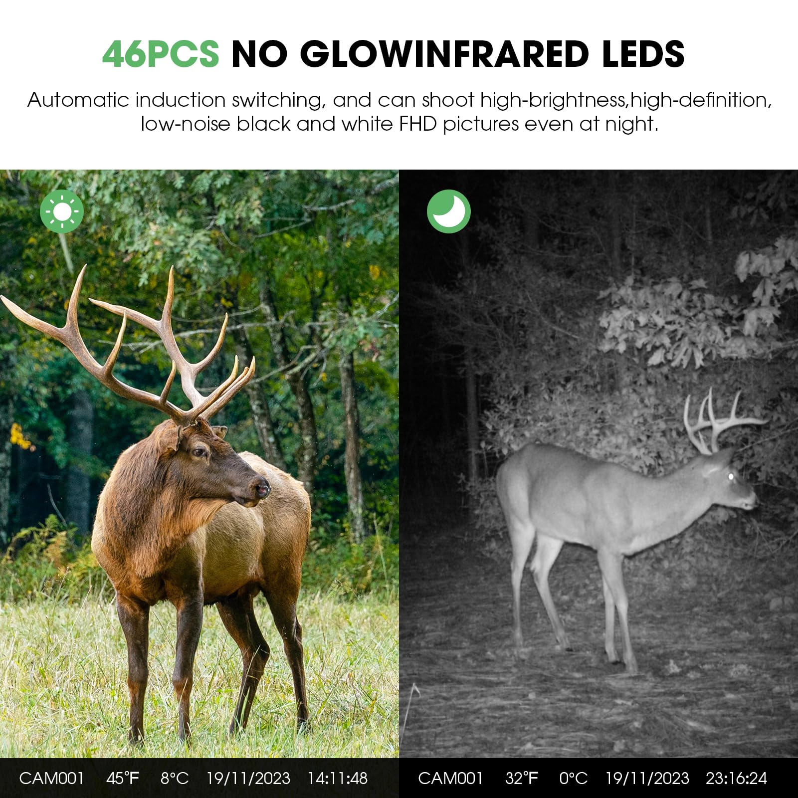 Trail Camera: with Night Vision 4K 48MP 130°Wide-Angle Game Camera,0.05s Trigger Motion Activated Hunting Camera ,98ft IR Sensing ,IP66 Waterproof,for Outdoor Wildlife Surveillance & Home Security - Image 5