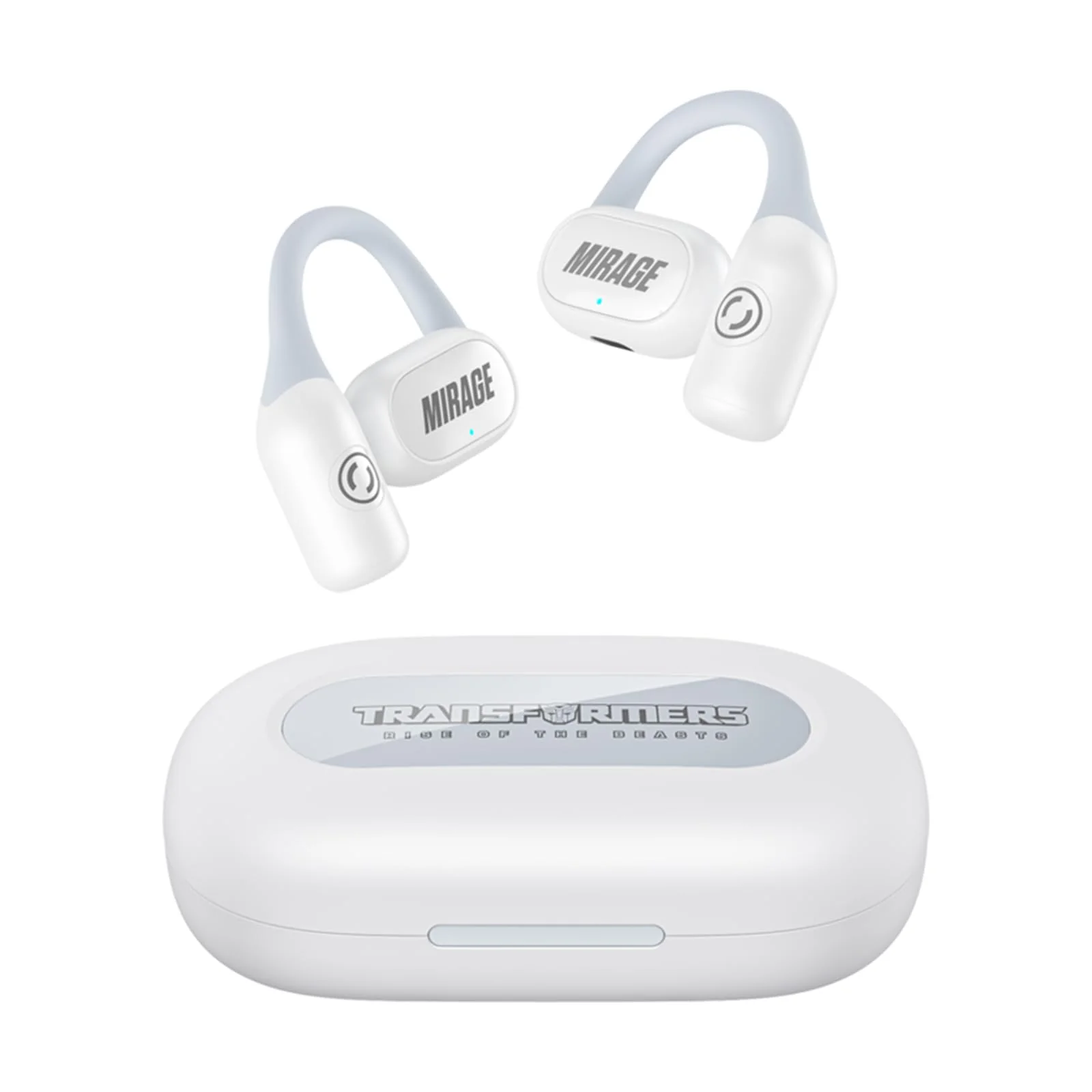Transformers TF-T13 Open Ear Headphones Wireless 5.4 Bluetooth Sport Earbuds with Ear Hooks for 60Hrs Playback with HD Mic, Music Game Dual Mode Clear Call Sweat-Proof for Running Fitness White