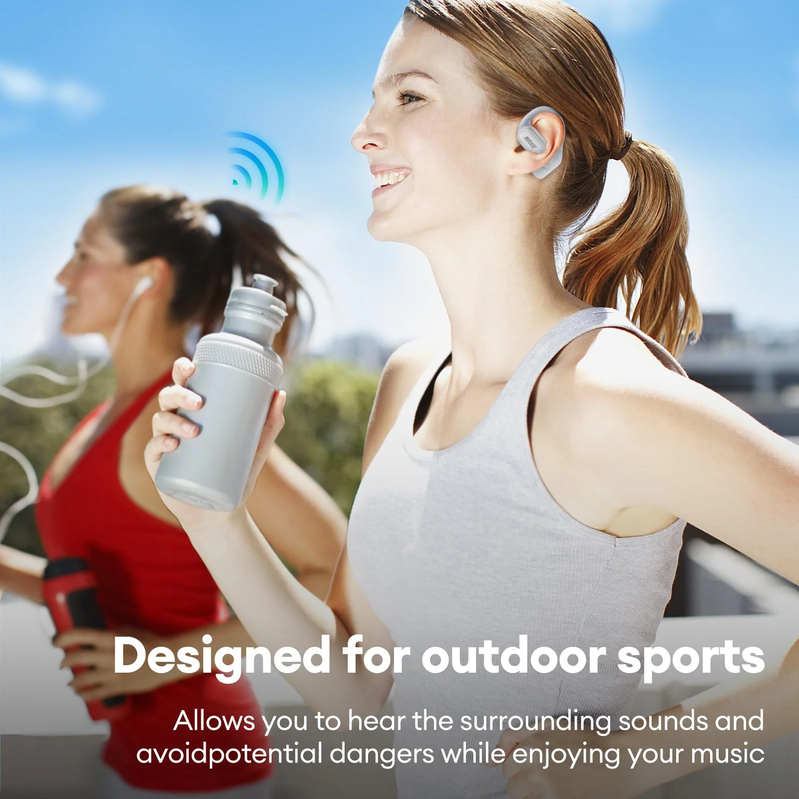 Transformers TF-T13 Open Ear Headphones Wireless 5.4 Bluetooth Sport Earbuds with Ear Hooks for 60Hrs Playback with HD Mic, Music Game Dual Mode Clear Call Sweat-Proof for Running Fitness White - Image 5