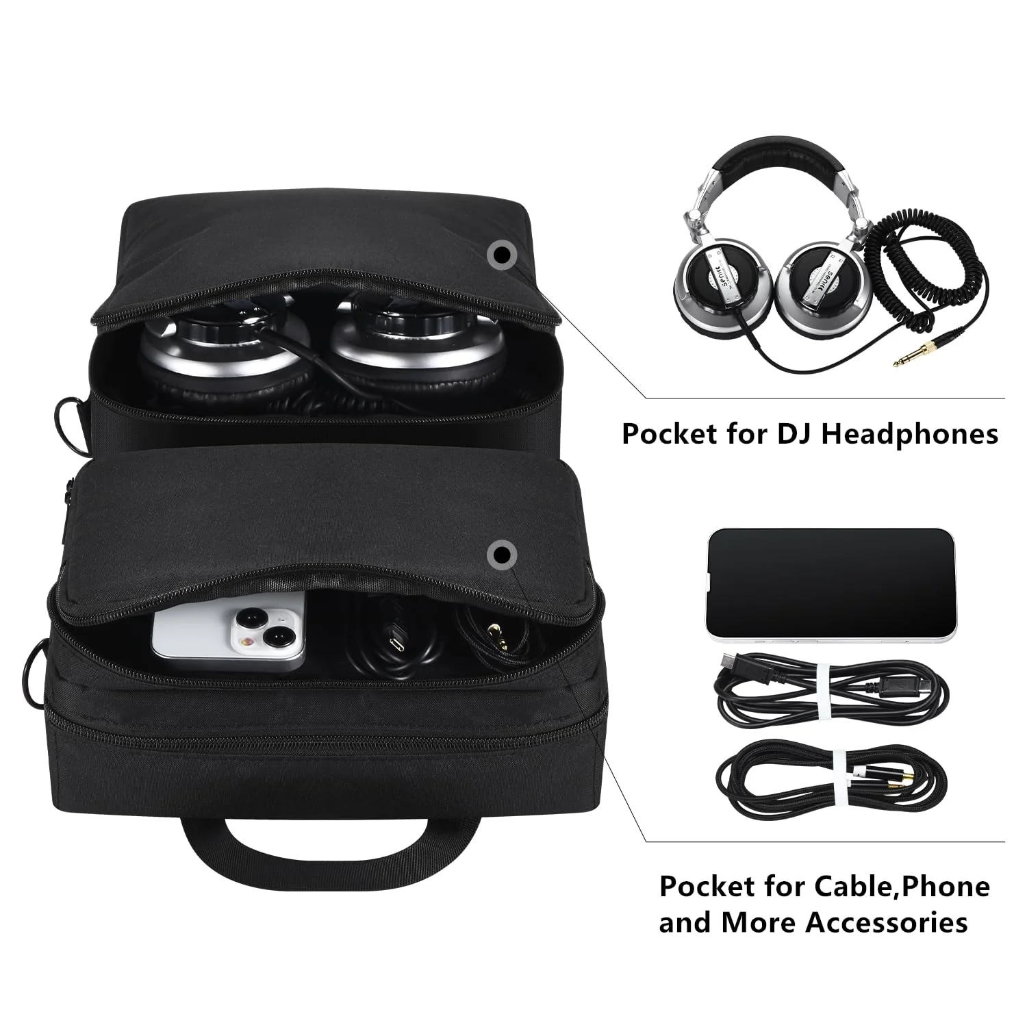 Travel Case for AlphaTheta DDJ-FLX2,Portable Carry Cover Shoulder Bag Backpack for Hercules DJControl Inpulse 200 MK2/Inpulse 200,for Pioneer DDJ-200/WeGO4-K/FLX2 DJ Controller Accessories Black - Image 4