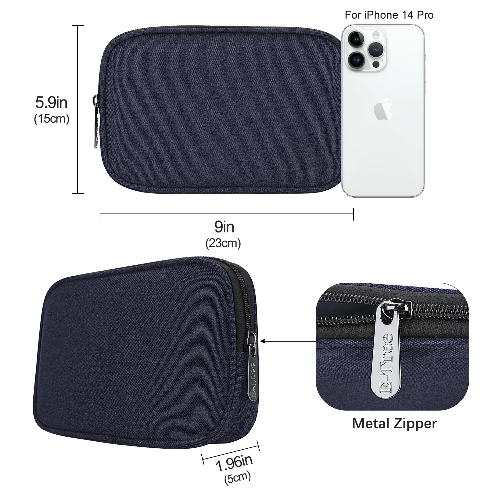 Travel Case Organizer for Small Electronics and Accessories,Tech Bag, Travel Essentials for Mouse, Cord, Charger, Phone, Earphone, Power Bank, Hub, Toiletries, Cosmetics, Personal Items (Blue) Blue - Image 2