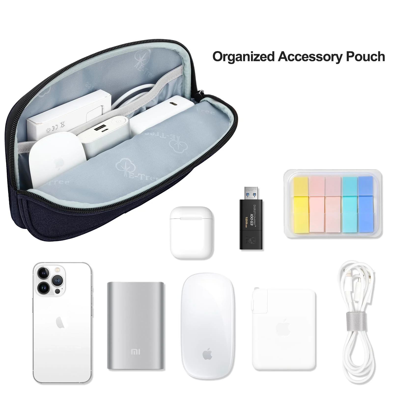 Travel Case Organizer for Small Electronics and Accessories,Tech Bag, Travel Essentials for Mouse, Cord, Charger, Phone, Earphone, Power Bank, Hub, Toiletries, Cosmetics, Personal Items (Blue) Blue - Image 3