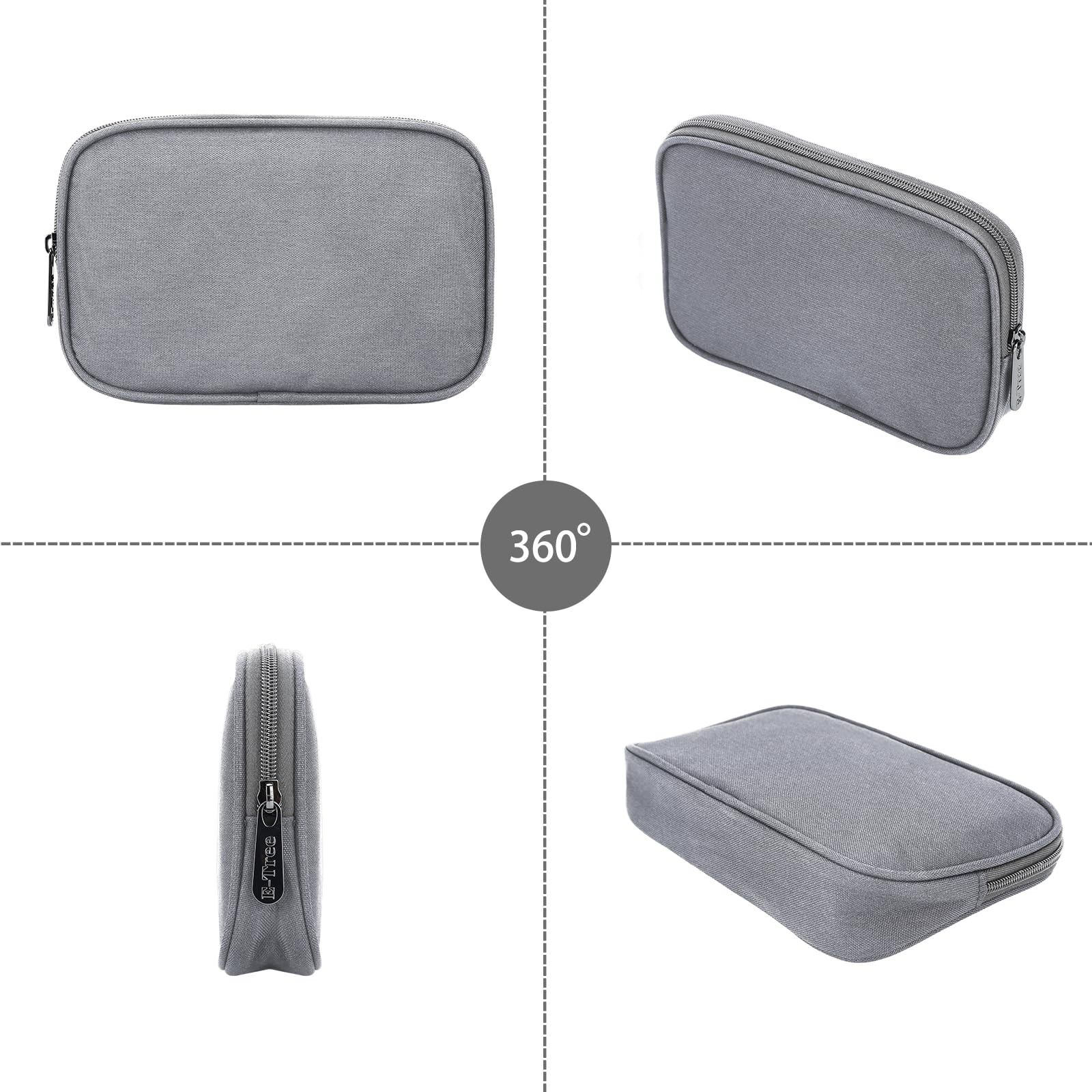 Travel Case Organizer for Small Electronics and Accessories,Tech Bag, Travel Essentials for Mouse, Cord, Charger, Phone, Earphone, Power Bank, Hub, Toiletries, Cosmetics, Personal Items (Grey) Grey - Image 2