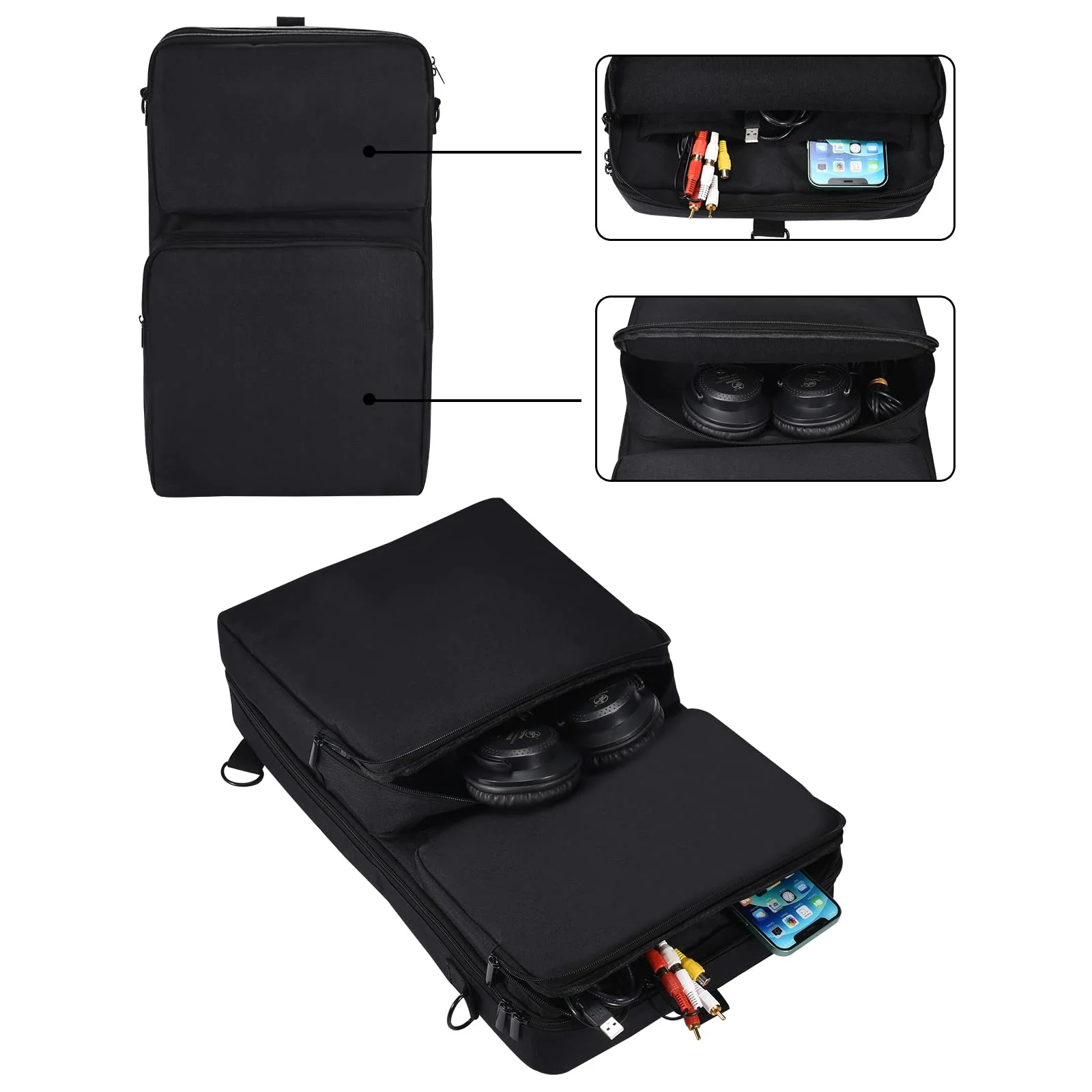Travel DJ Controller Bag for Pioneer DDJ-200, DDJ-FLX4, DDJ-400, DDJ-SB3 & Roland DJ-202 - Protective Case with Zippered Accessory Pocket & Detachable Shoulder Strap (2937), Black - Image 6
