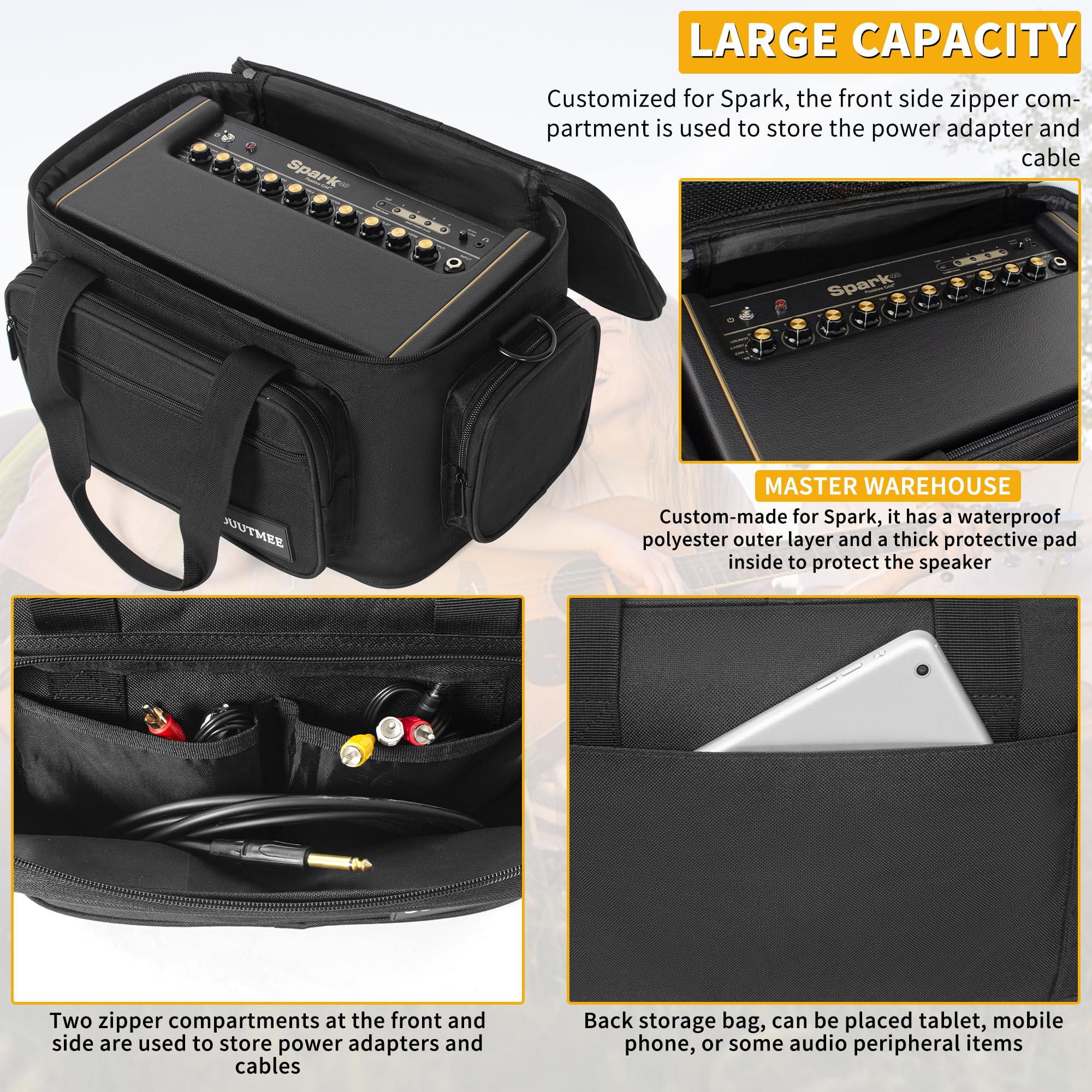 Traveler Bag Compatible With Spark Guitar 40-Watt Amplifier, Travel Storage Case with Shoulder Strap And Accessory Pocket - Image 2