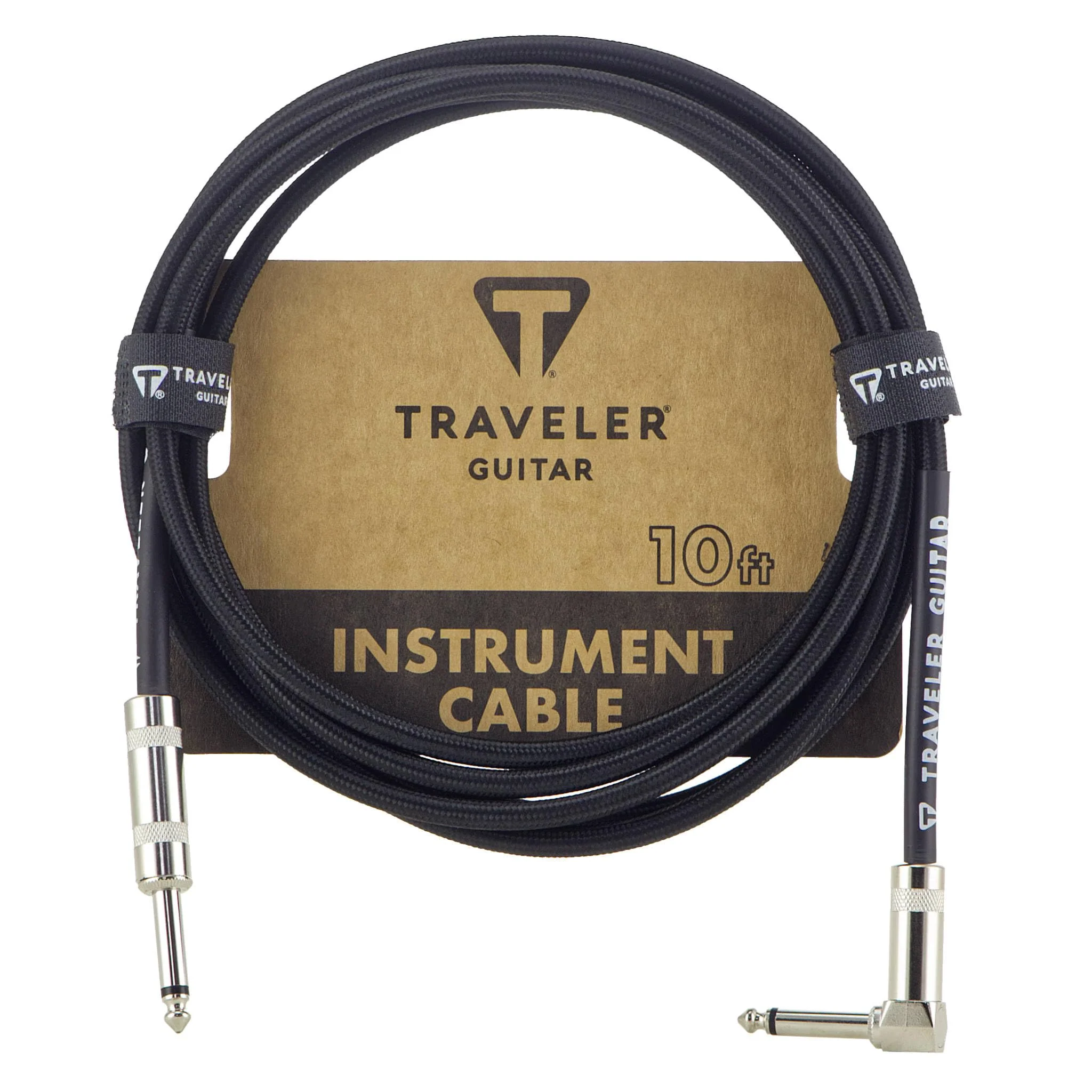 Traveler Guitar 10ft. Instrument Cable, Braided, Straight/Angled - Black