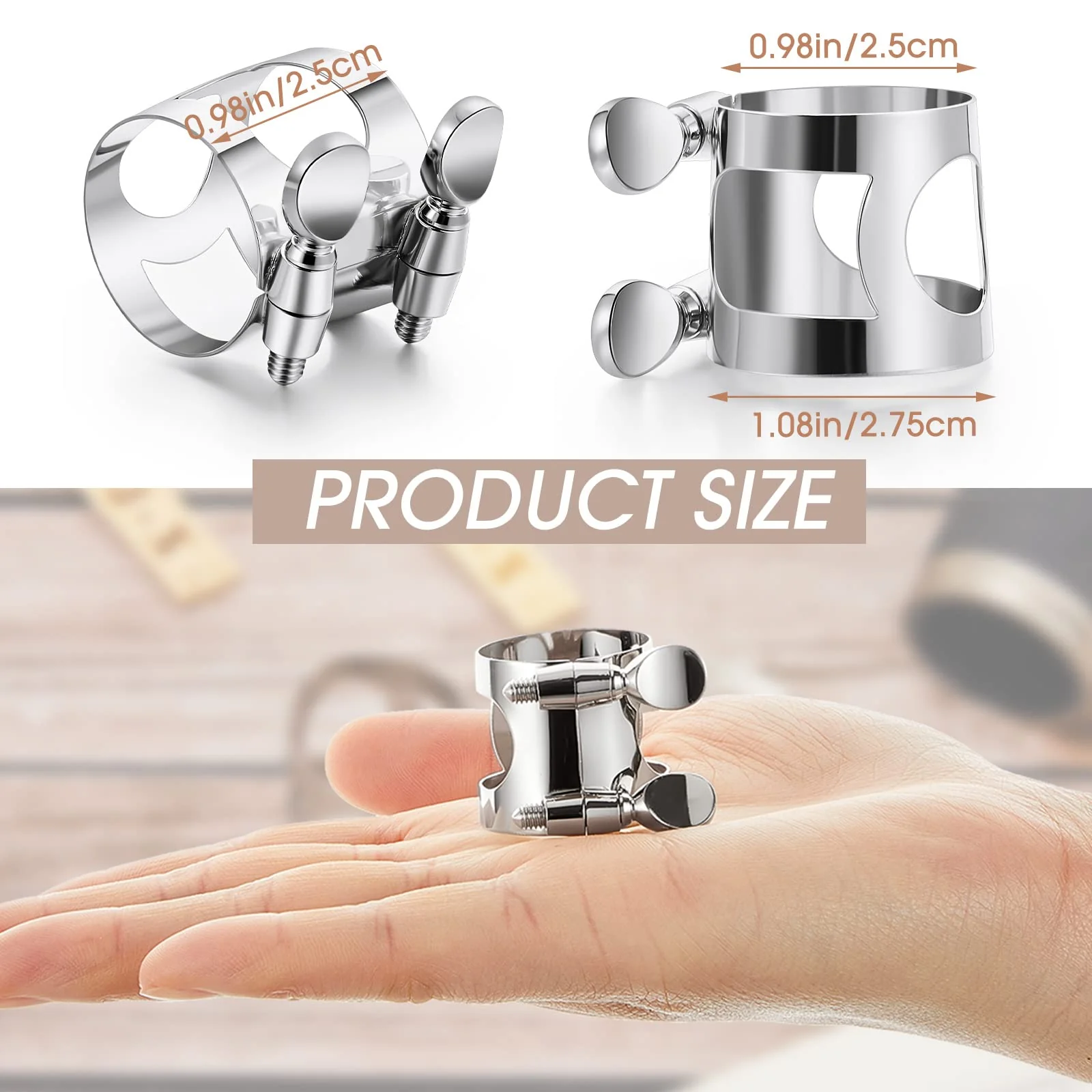 Treela 4 Pcs Clarinet Ligature Clarinet Mouthpiece Ligature Silver Clarinet Mouthpiece Ligature B Flat with Adjustable Screws Bb Clarinet Ligature for Clarinet Mouthpiece Woodwinds Instrument - Image 2