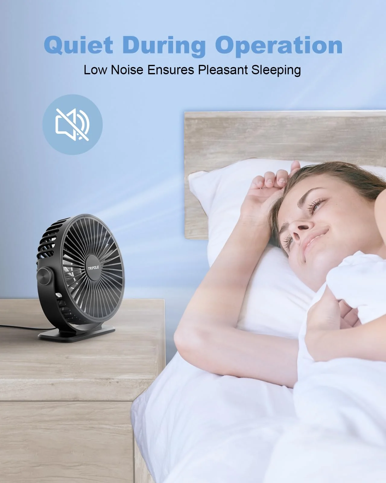 TriPole Desk Fan 2 Pack Black USB Powered Small Portable Fan, 3 Speeds Adjustable Strong Breeze Mini Personal Fan, 360° Rotation Quiet Plug In USB Fan for Desktop Bedroom Office Table Travel, 4.5in Black & Black - Image 5