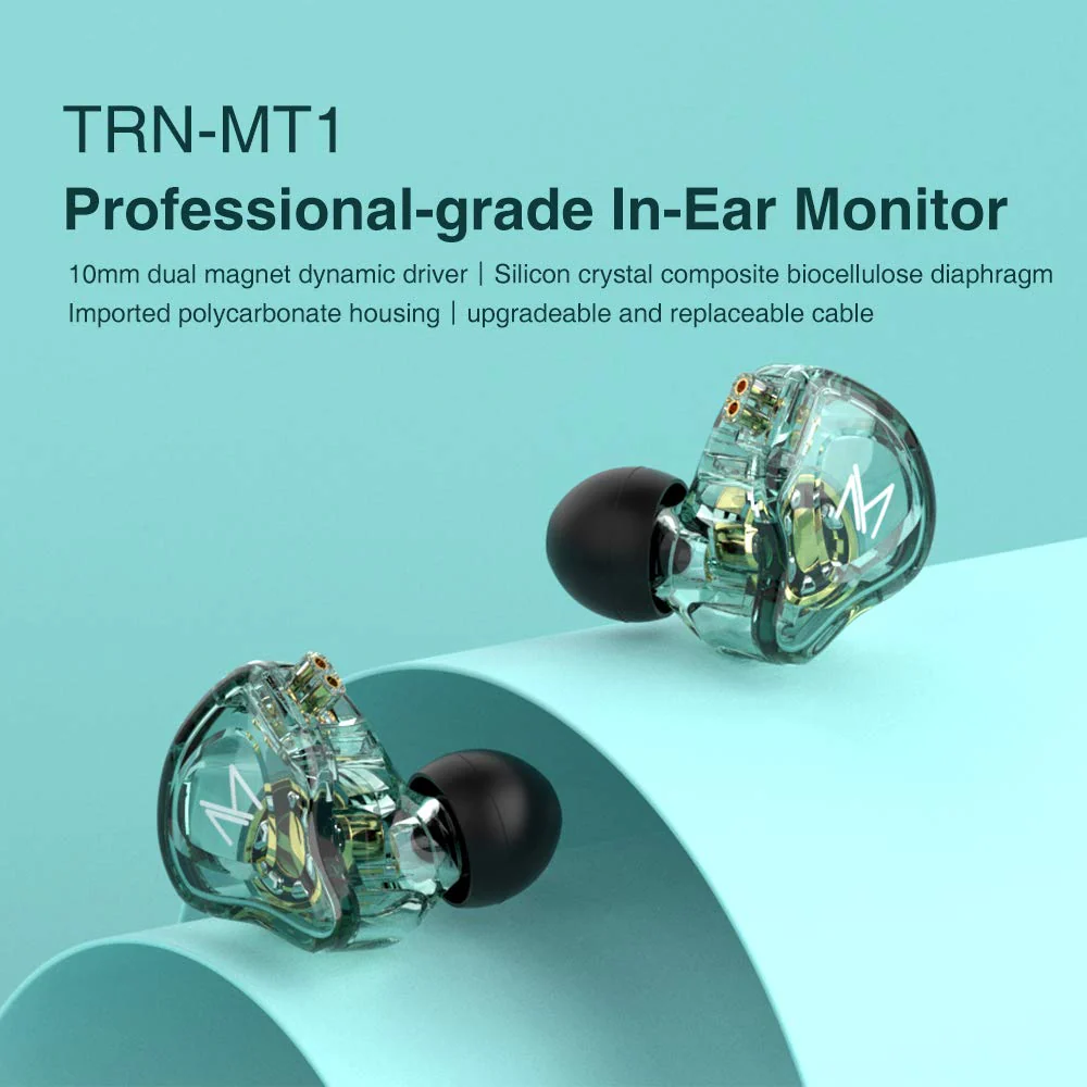 TRN MT1 in-Ear Earphone HiFi in-Ear Earphone Earbud with New 10mm Composite Magnetic Dynamic Driver in Ear Monitor Earbuds with Detachable C Pin 0.75MM Cable9(No Mic,Black) … No Mic Black - Image 2