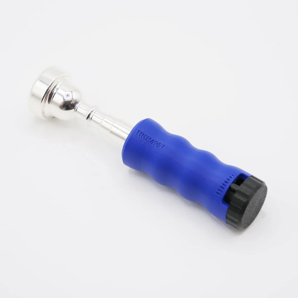 Trumpet Mouthpiece Buzzing Practice Tool – Anywhere Practice & Warm-up – One-Touch Adjustable Resistance - BRASS BUZZ TRAINER (Blue) Blue