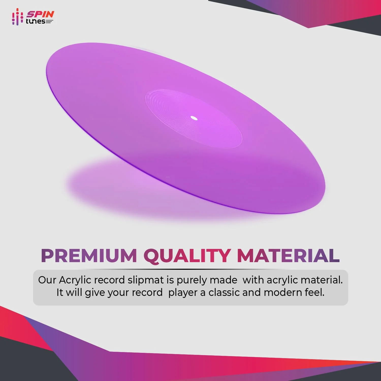 Turntable Mat, Acrylic Turntable Mat for Vinyl LP Record Players, 2.7mm Thick for Better Sound Support on Record Players, Provides Antistatic and Tighter bass, Turntable Platter (Purple) Purple - Image 3