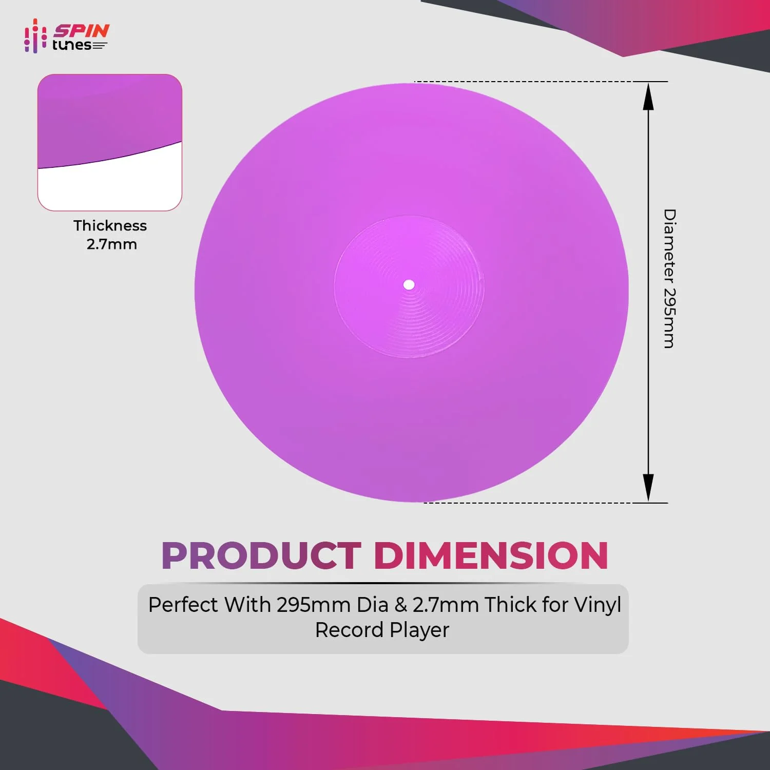 Turntable Mat, Acrylic Turntable Mat for Vinyl LP Record Players, 2.7mm Thick for Better Sound Support on Record Players, Provides Antistatic and Tighter bass, Turntable Platter (Purple) Purple - Image 4