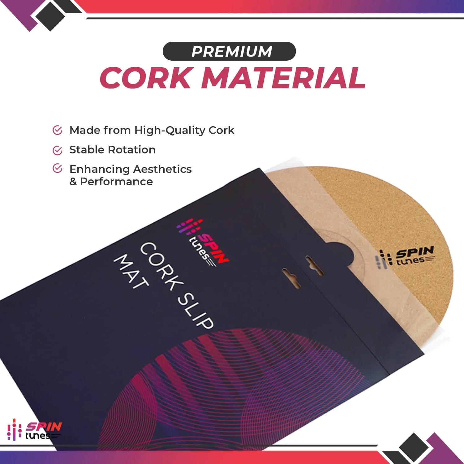 Turntable Mat, Cork Turntable Mat to Enhance Your Audio, Anti-Static 12 Inches Vinyl Cork Mat with 3mm Thickness, vinyl record Accessories - Image 2