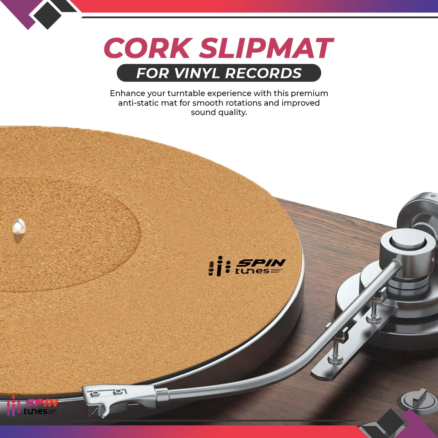 Turntable Mat, Cork Turntable Mat to Enhance Your Audio, Anti-Static 12 Inches Vinyl Cork Mat with 3mm Thickness, vinyl record Accessories - Image 3