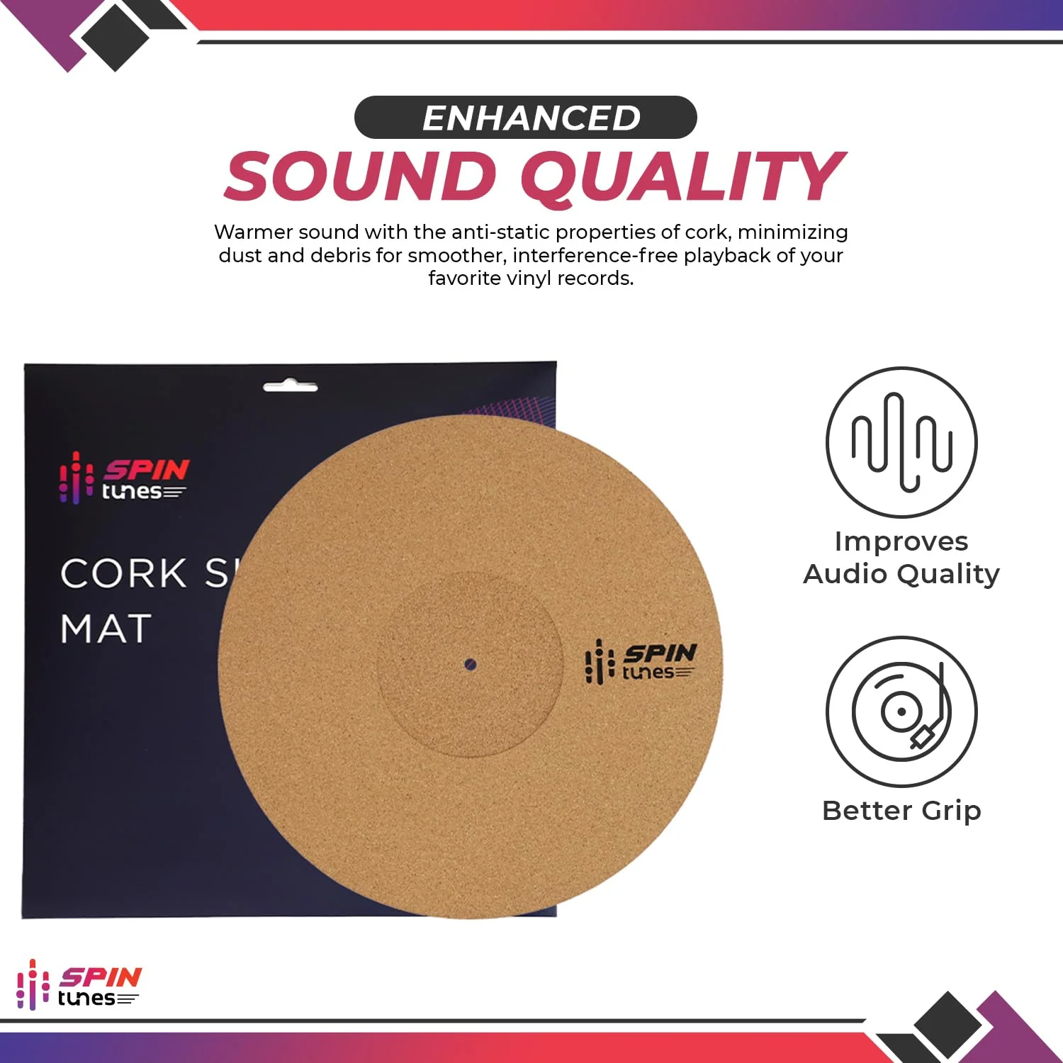 Turntable Mat, Cork Turntable Mat to Enhance Your Audio, Anti-Static 12 Inches Vinyl Cork Mat with 3mm Thickness, vinyl record Accessories - Image 5