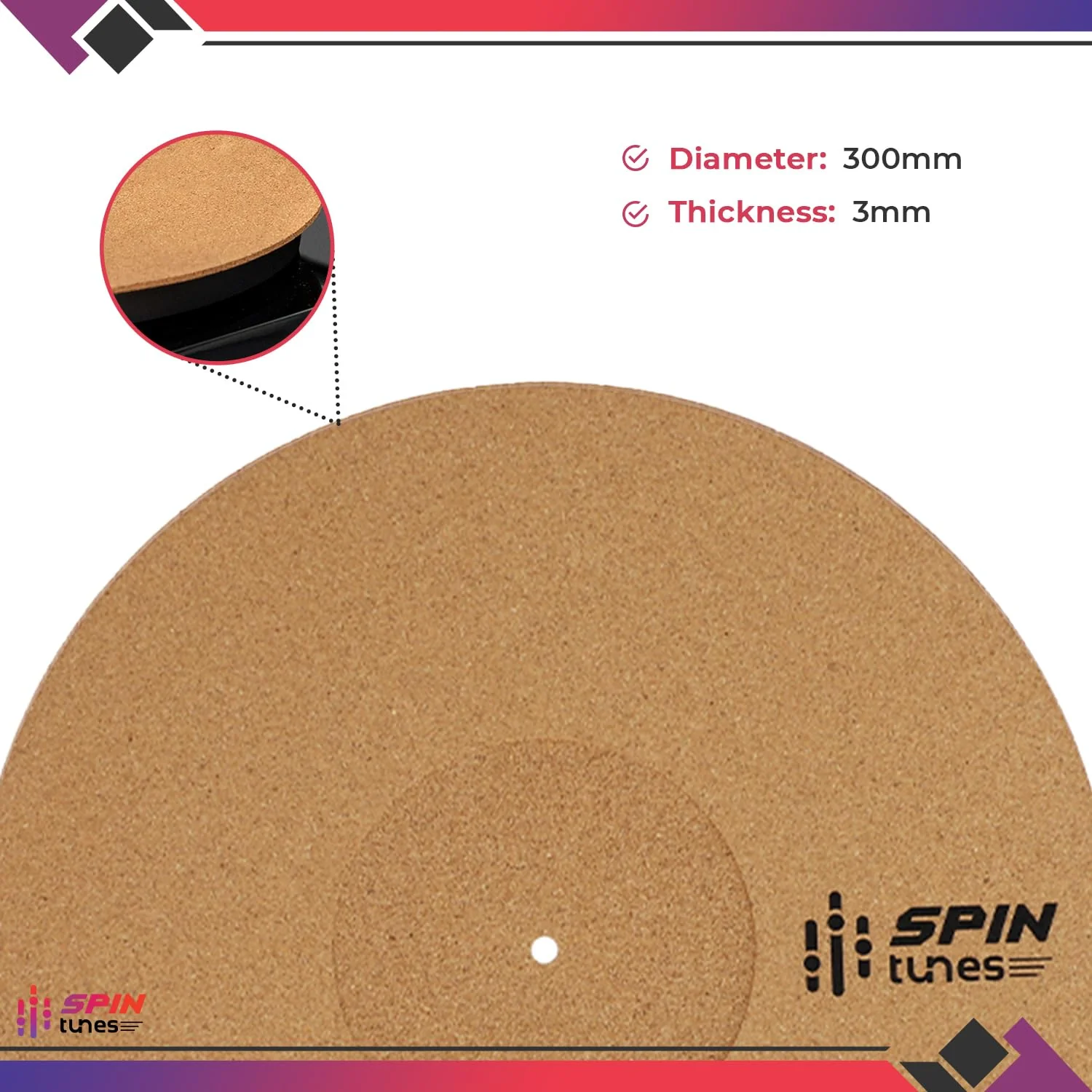 Turntable Mat, Cork Turntable Mat to Enhance Your Audio, Anti-Static 12 Inches Vinyl Cork Mat with 3mm Thickness, vinyl record Accessories - Image 6