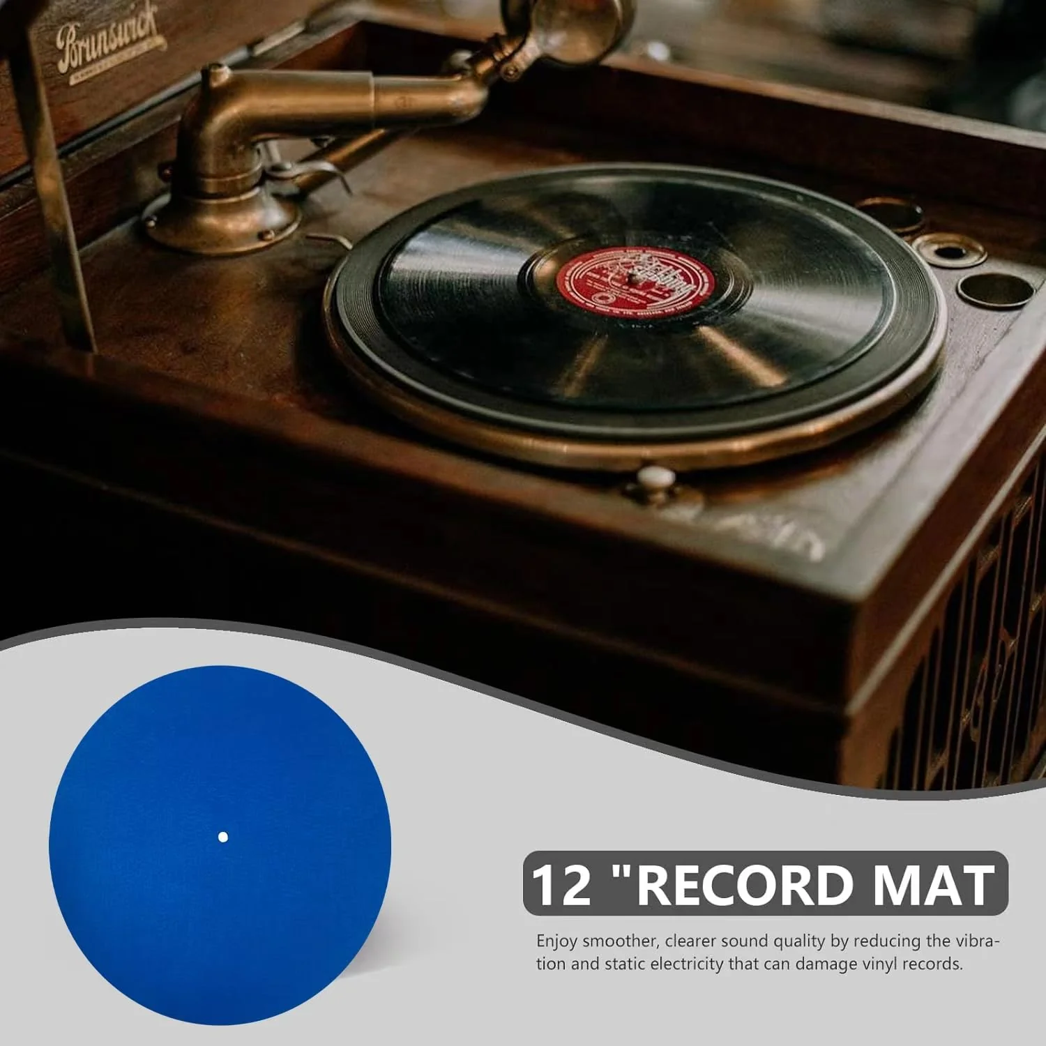 Turntable Slipmat Blue Wool Mat, 12 Inch Turntable Mat Anti-Static for LP Vinyl Record?Record Player Accessories Professional Tuning Equipment Improve Sound(Blue) - Image 5