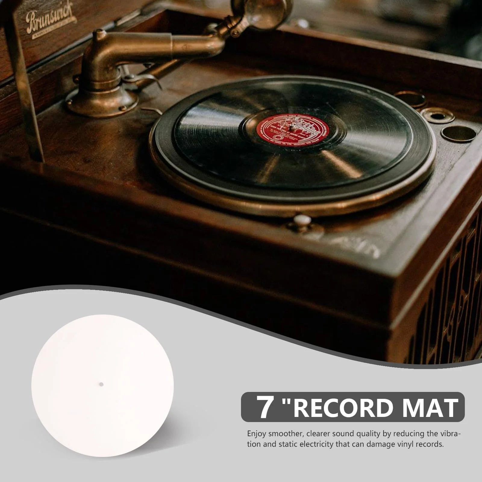 Turntable Slipmat Wool Mat, 7 Inch Turntable Mat Anti-Static for Vinyl Record?Record Player Accessories Professional Tuning Equipment Improve Sound (white) white - Image 2