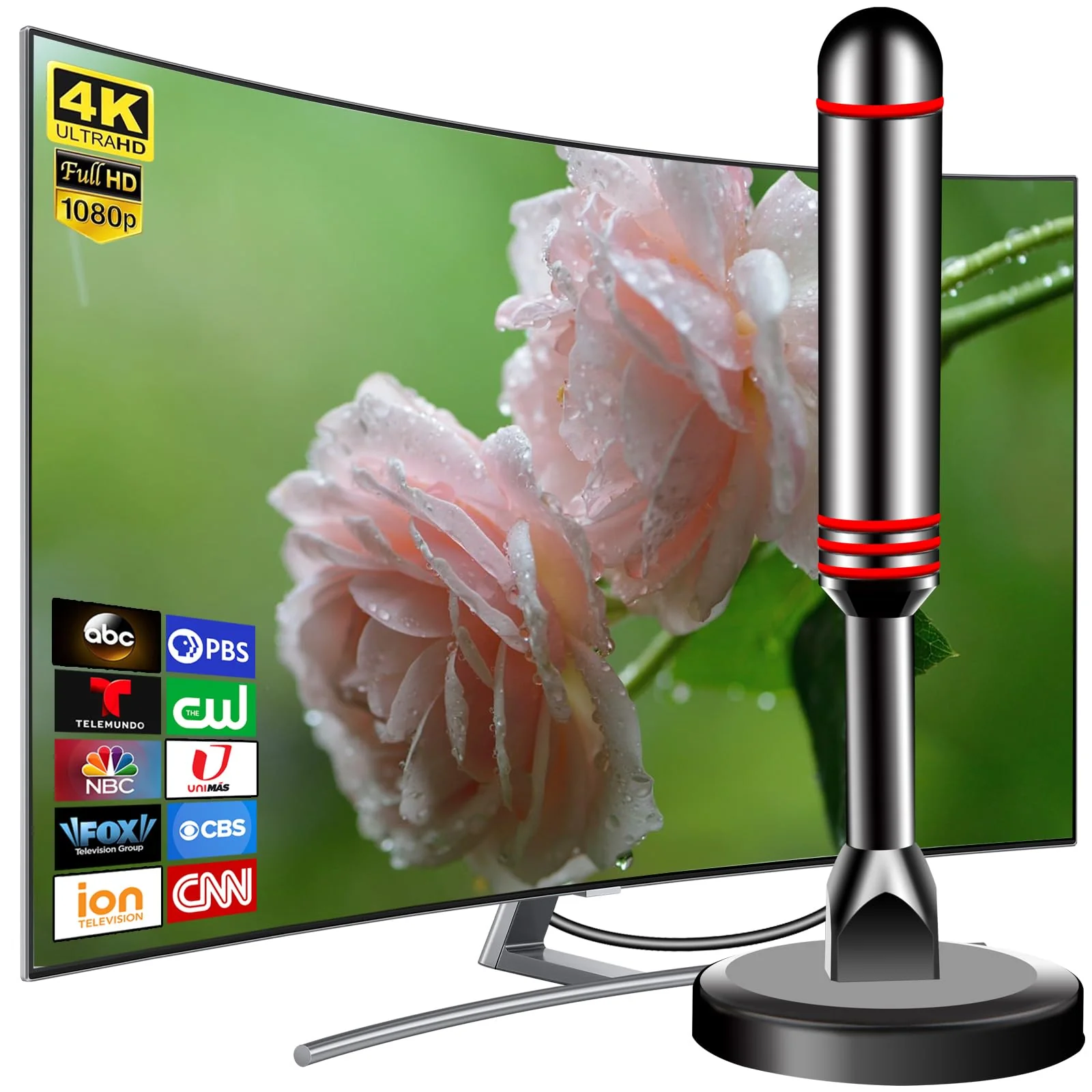 TV Antenna for Smart TV Indoor, 2024 Digital TV Antenna Indoor with Strong Magnetic Base 360°&Long Range Reception for Local Channels, Easy Setup Antenna for TV Without Cable (DT 011-US11) DT 011-US11